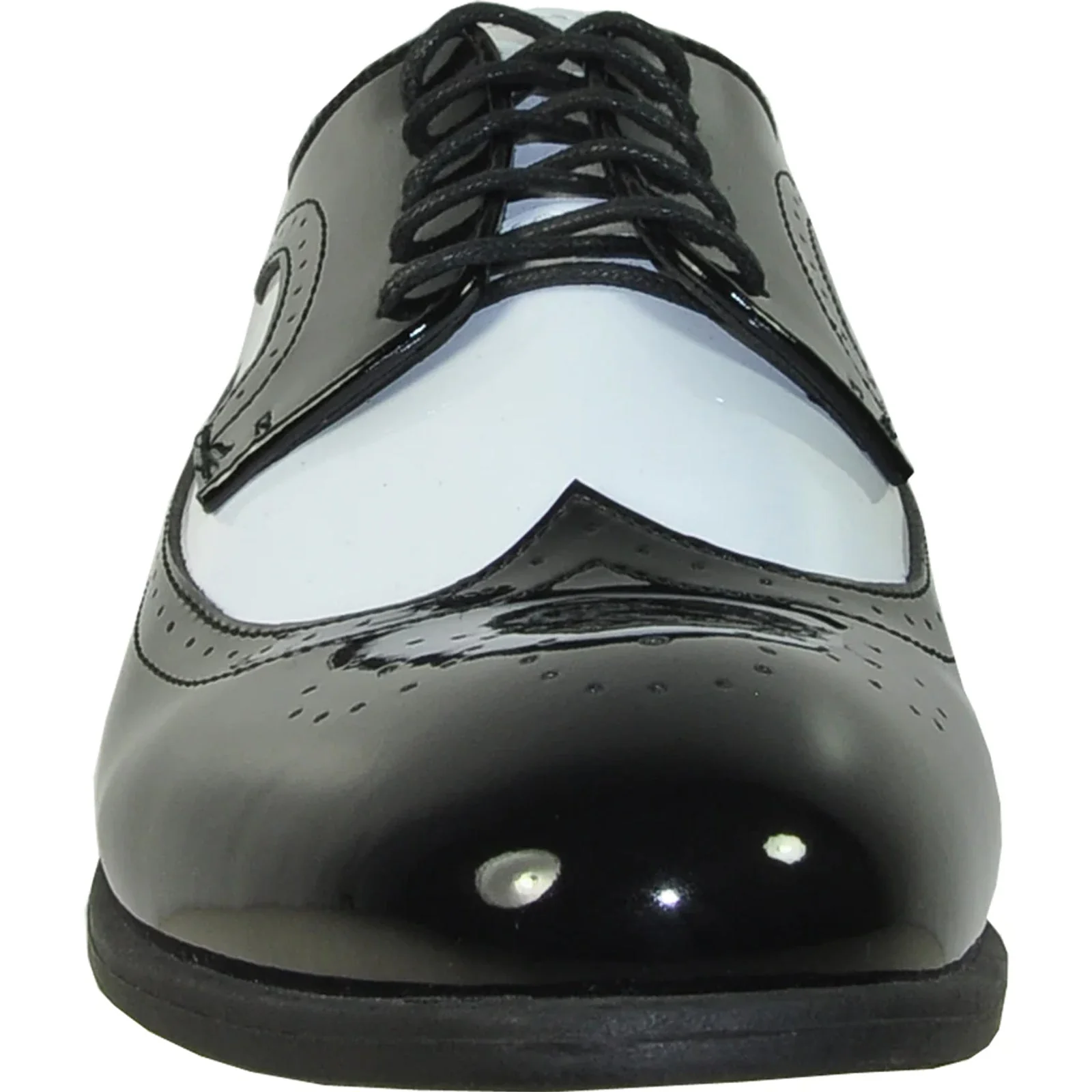 Mens 1920's Gangster Wingtip Dress Shoe in Black and White - Image 4