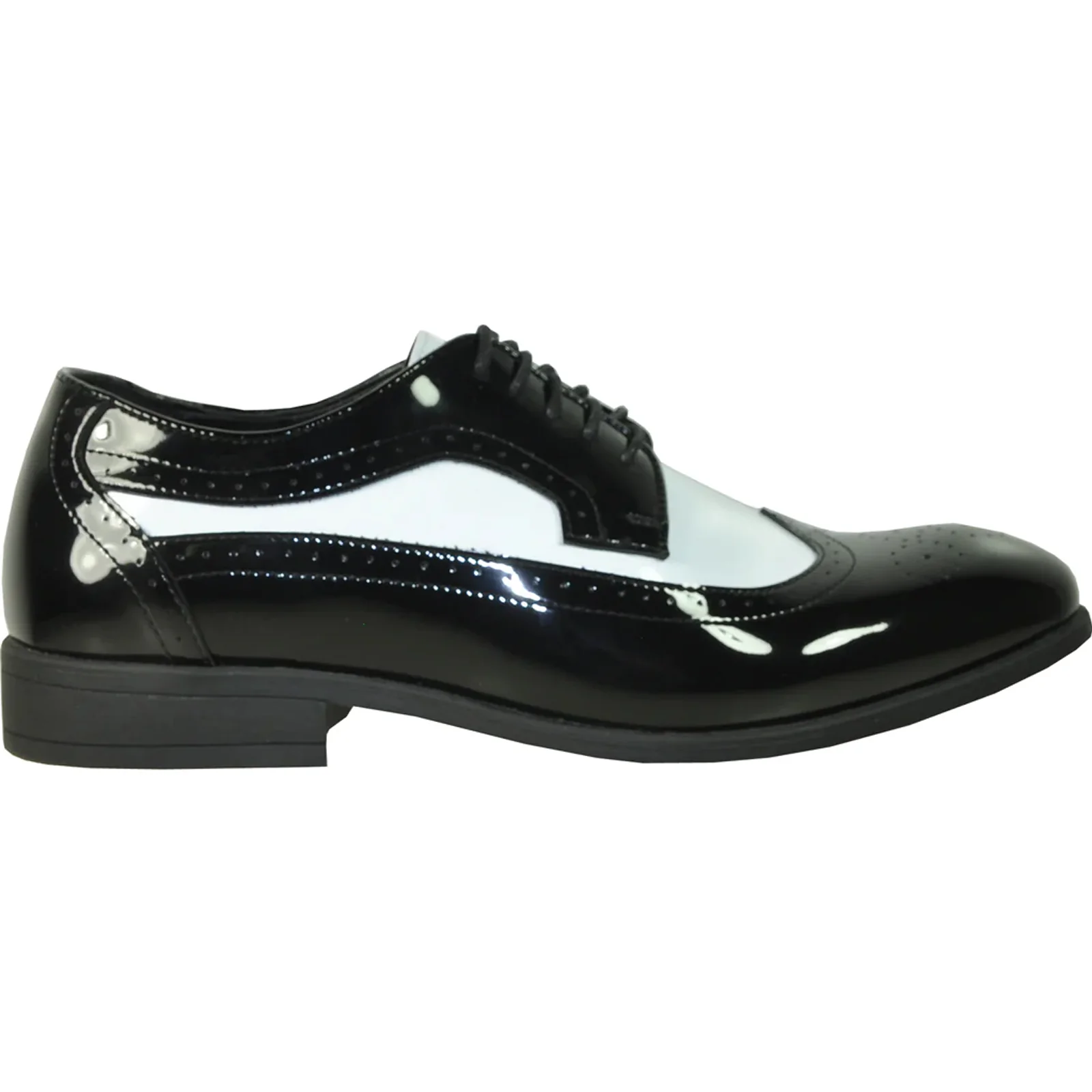 Mens 1920's Gangster Wingtip Dress Shoe in Black & White - Image 2