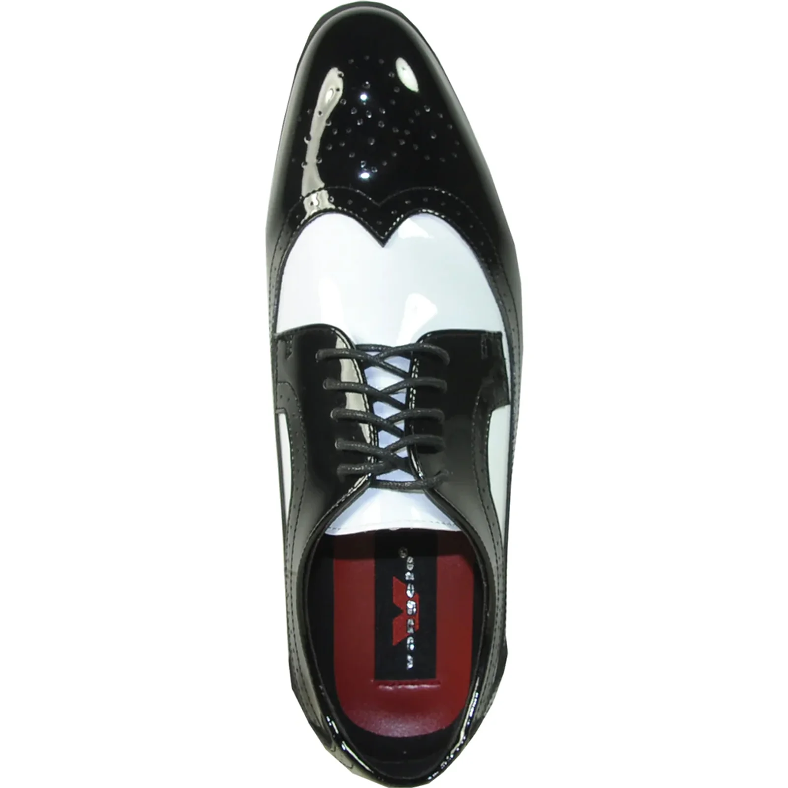 Mens 1920's Gangster Wingtip Dress Shoe in Black & White - Image 6