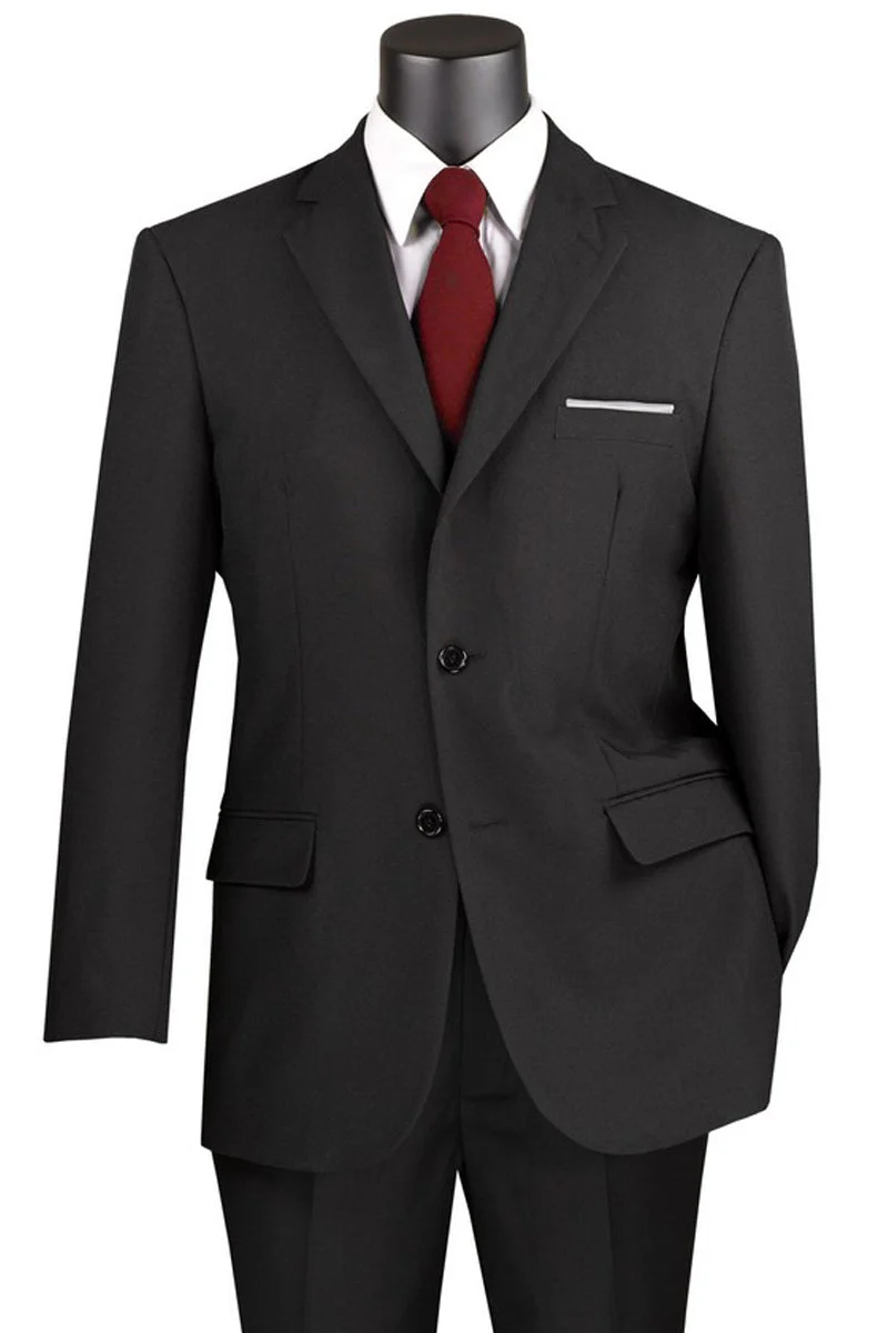 Men's 2 Button Classic Poplin Suit in Black