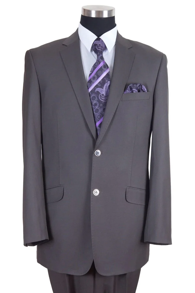Mens Basic 2 Button Wool Feel Modern Fit Suit in Grey