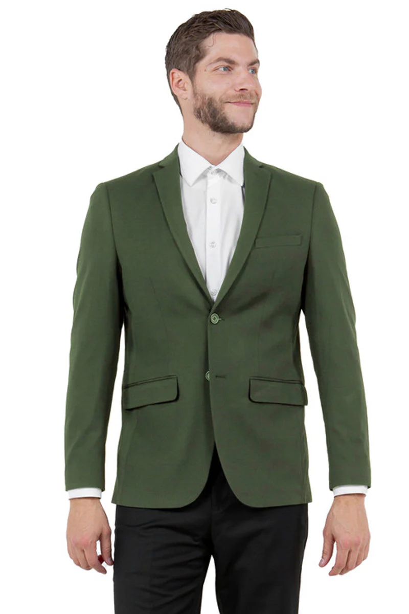 Men's Basic Business Sport Coat Blazer in Hunter Green