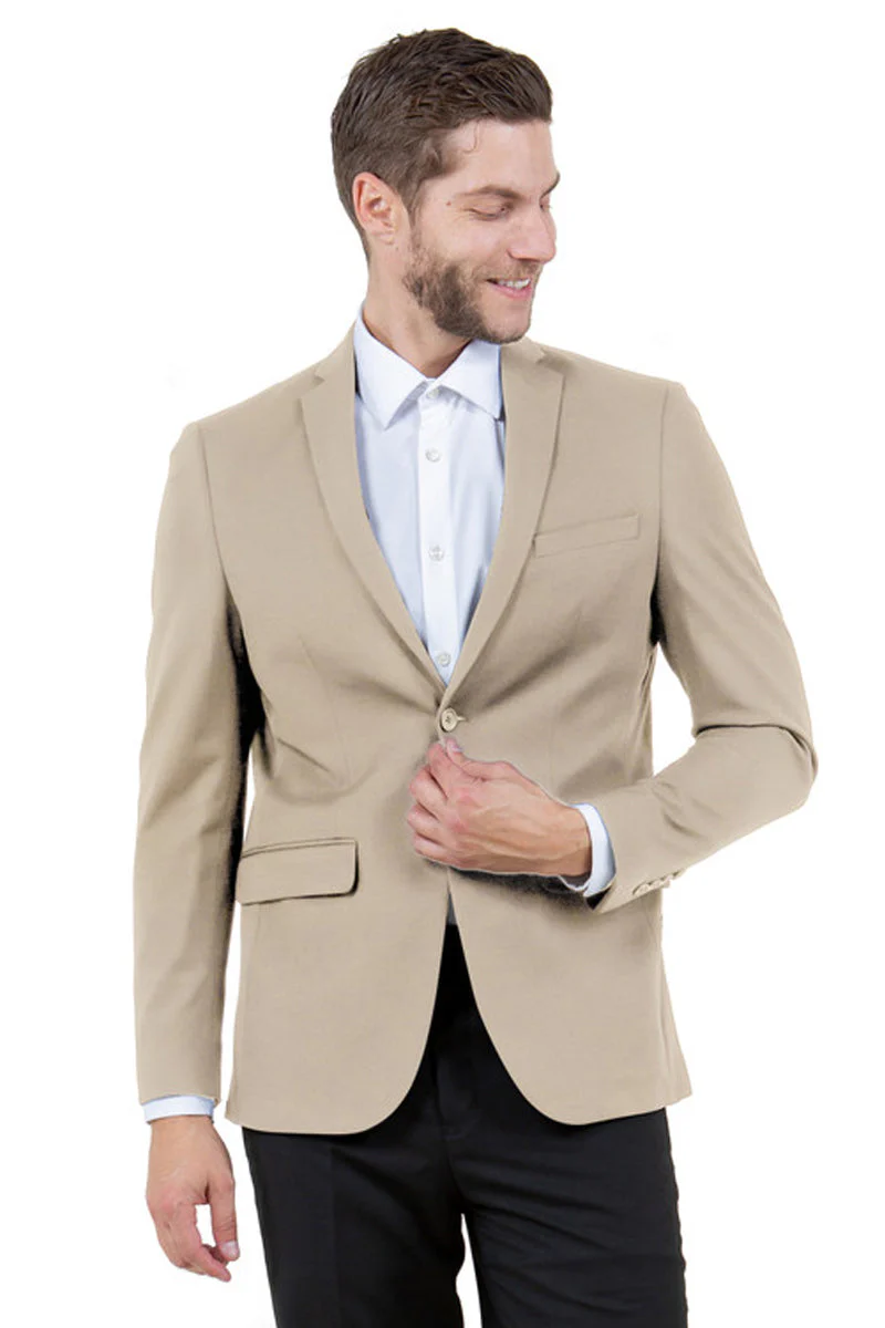 Men's Basic Business Sport Coat Blazer in Khaki Tan