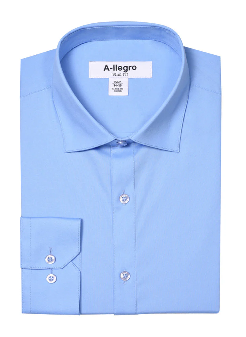 Men's Basic Slim Fit Cotton Dress Shirt In Sky Blue