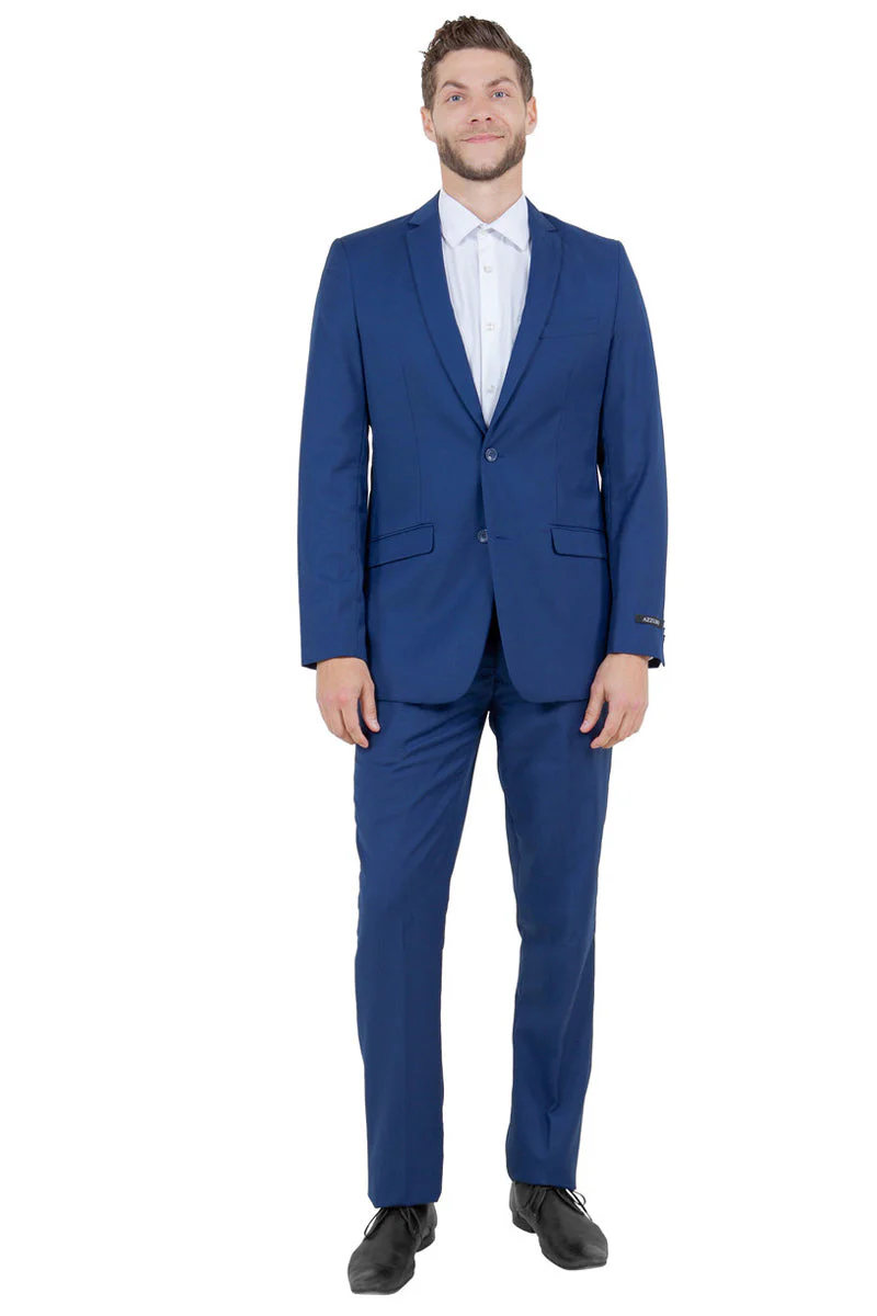 Men's Basic Slim Fit Vested Business Suit in Blue - Image 2