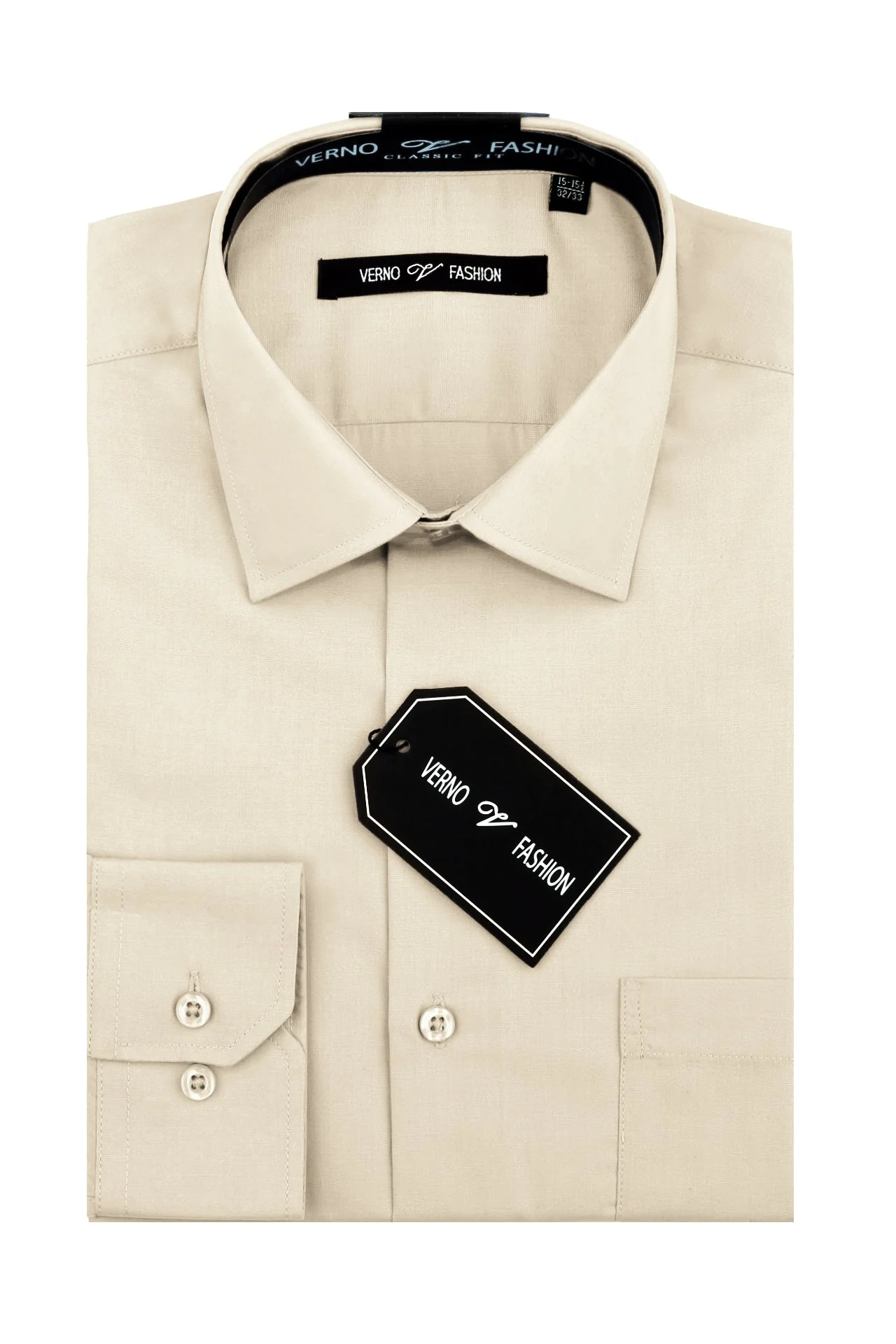 Men's Basic Spread Collar Cotton Blend Dress Shirt in Taupe