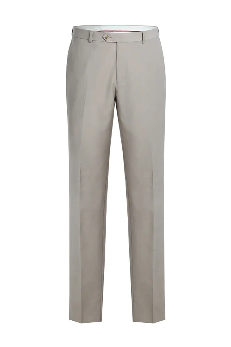 Mens Basic Two Button Classic Fit Suit in Stone Tan - Image 2