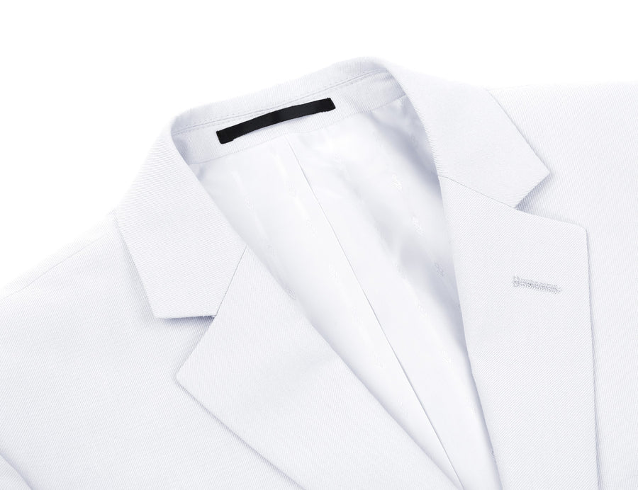 Mens Basic Two Button Classic Fit Suit in White - Image 3