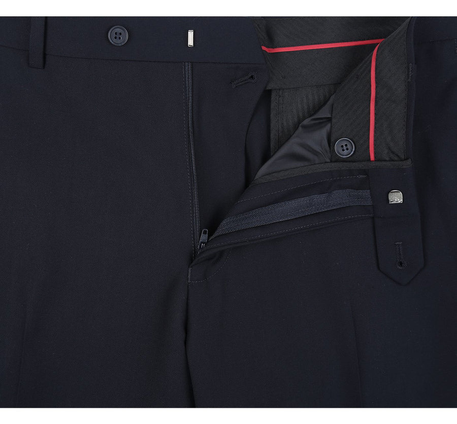 Mens Basic Two Button Classic Fit Suit with Optional Vest in Dark Navy Blue - Image 5