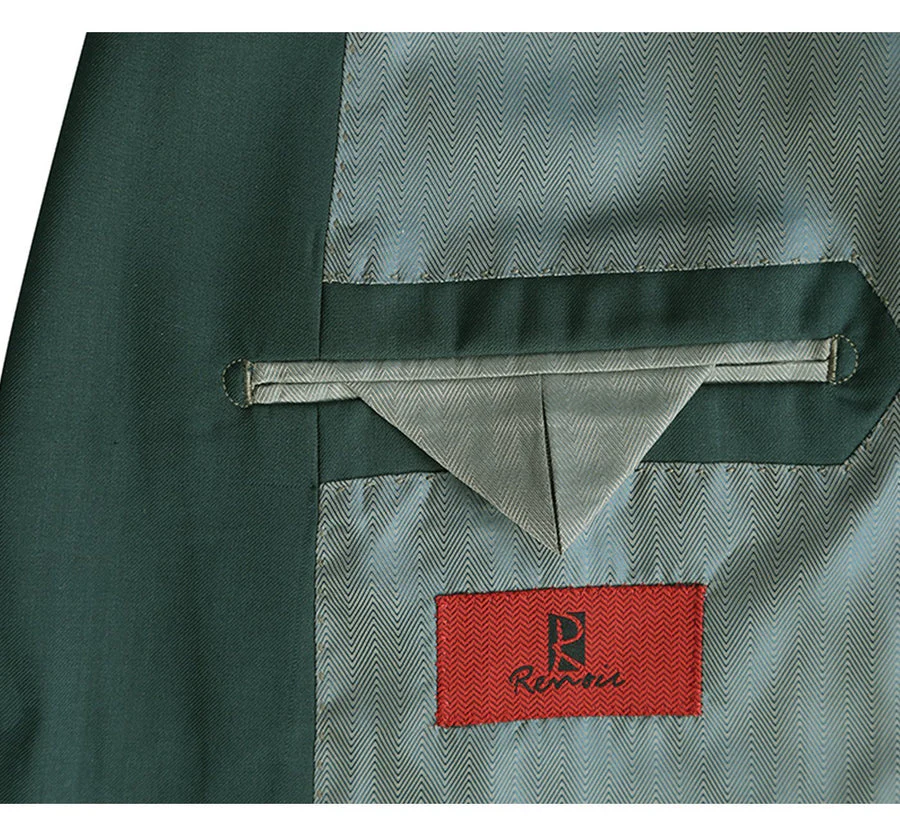 Mens Basic Two Button Classic Fit Suit with Optional Vest in Hunter Green - Image 4