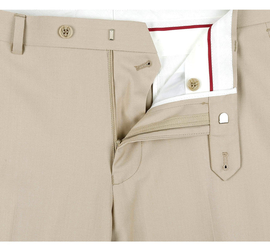 Mens Basic Two Button Classic Fit Suit with Optional Vest in Light Tan Beige - Image 6