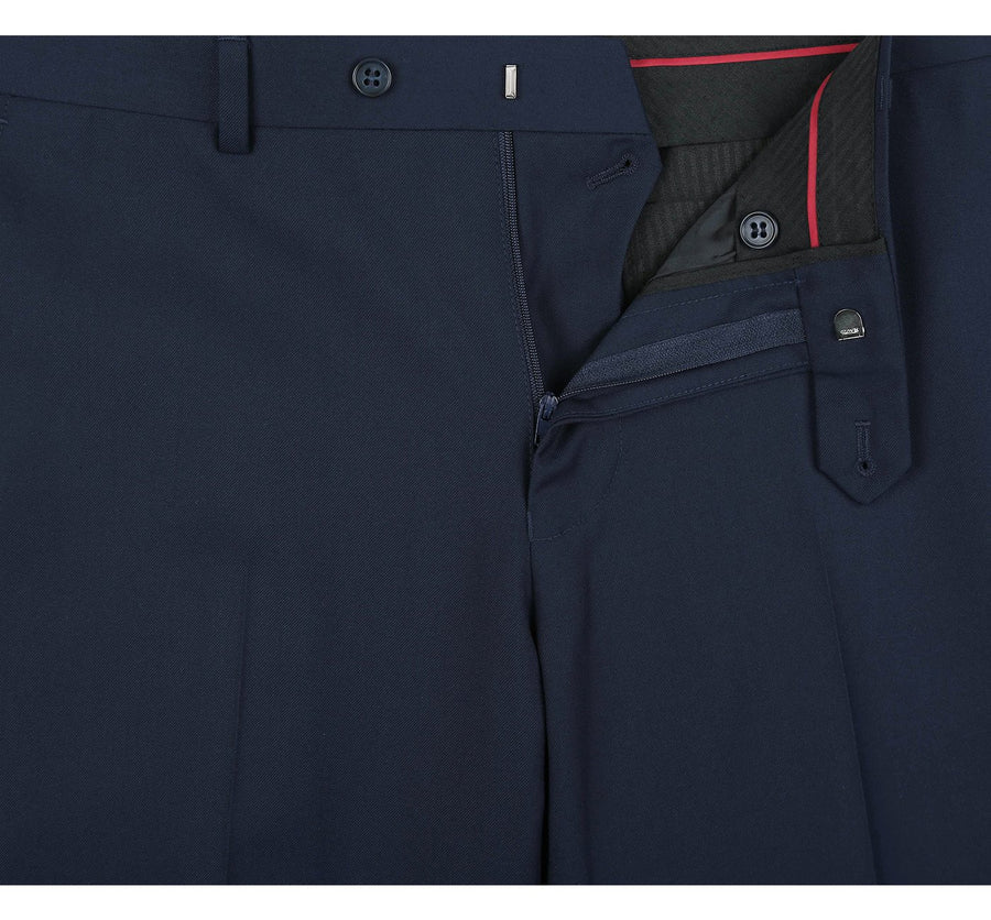 Mens Basic Two Button Classic Fit Suit with Optional Vest in Navy Blue - Image 6