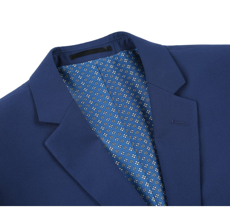 Mens Basic Two Button Classic Fit Suit with Optional Vest in Royal Sapphire Blue - Image 3