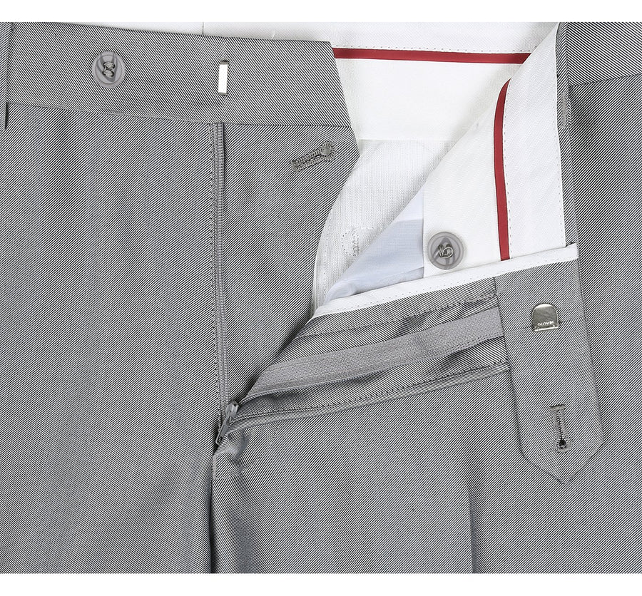 Mens Basic Two Button Classic Fit Suit with Optional Vest in Shiny Silver Grey Sharkskin - Image 6