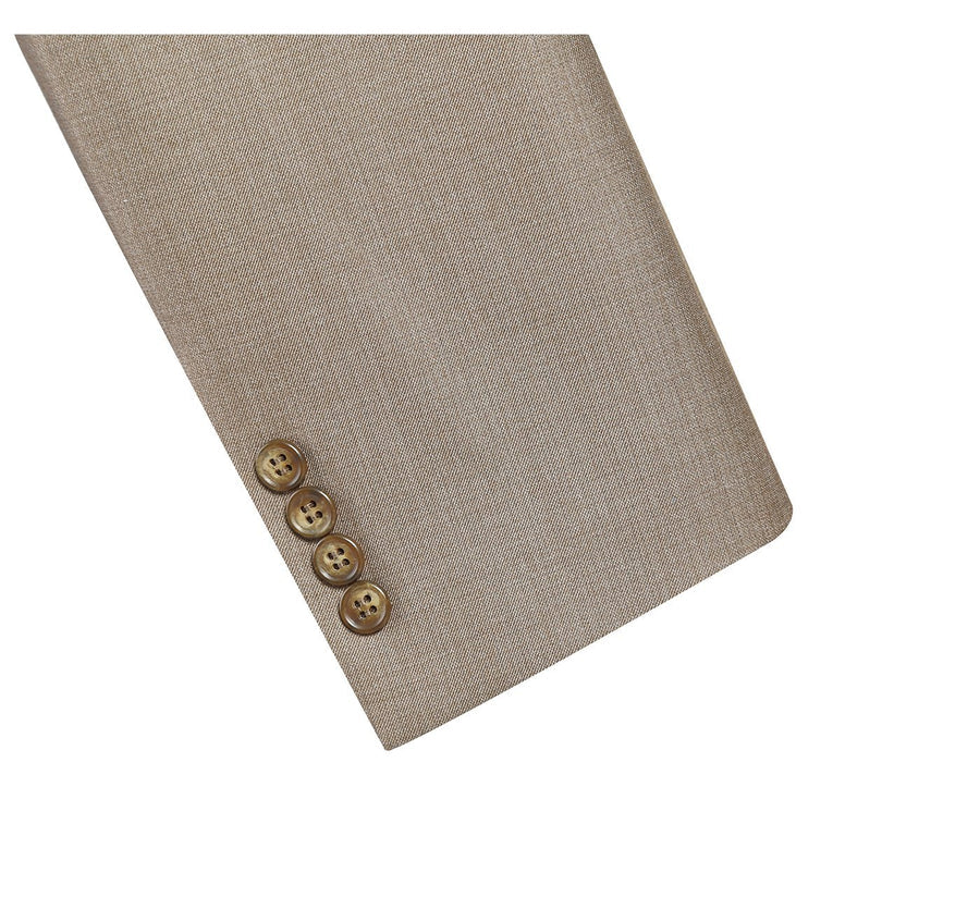 Mens Basic Two Button Classic Fit Suit with Optional Vest in Taupe - Image 5