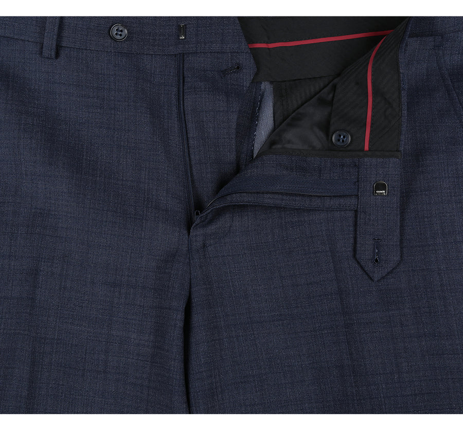 Mens Basic Two Button Classic Fit Wool Blend Suit in Navy Blue - Image 5