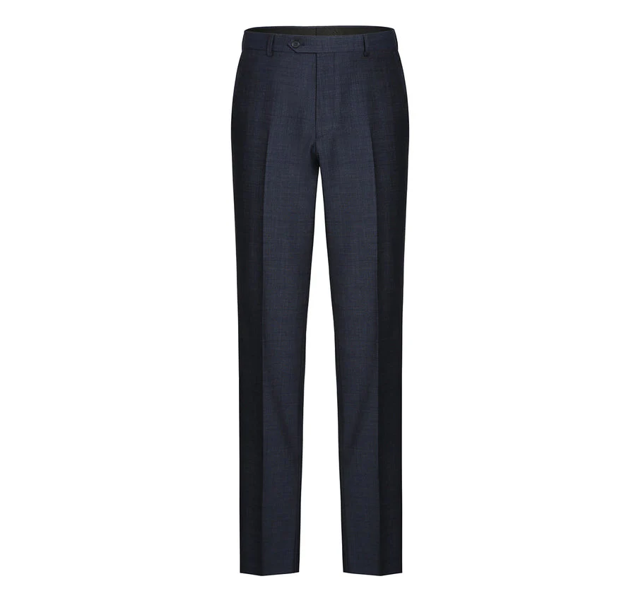 Mens Basic Two Button Classic Fit Wool Blend Suit in Navy Blue - Image 7