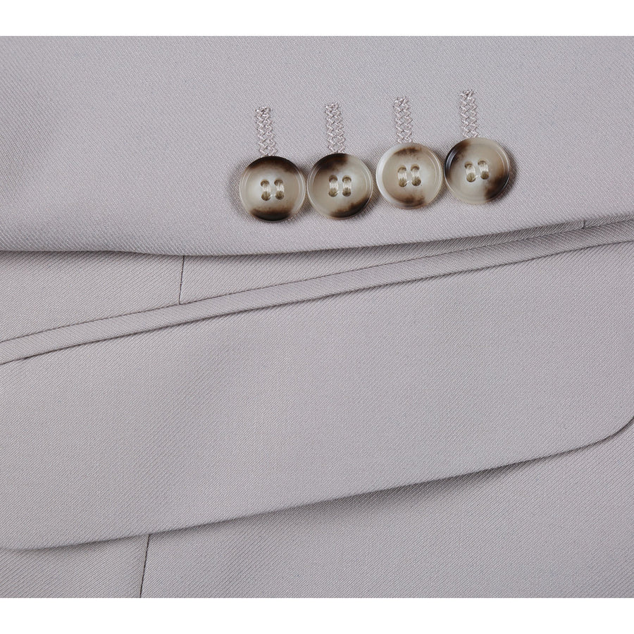 Mens Basic Two Button Slim Fit Suit in Stone Tan - Image 5