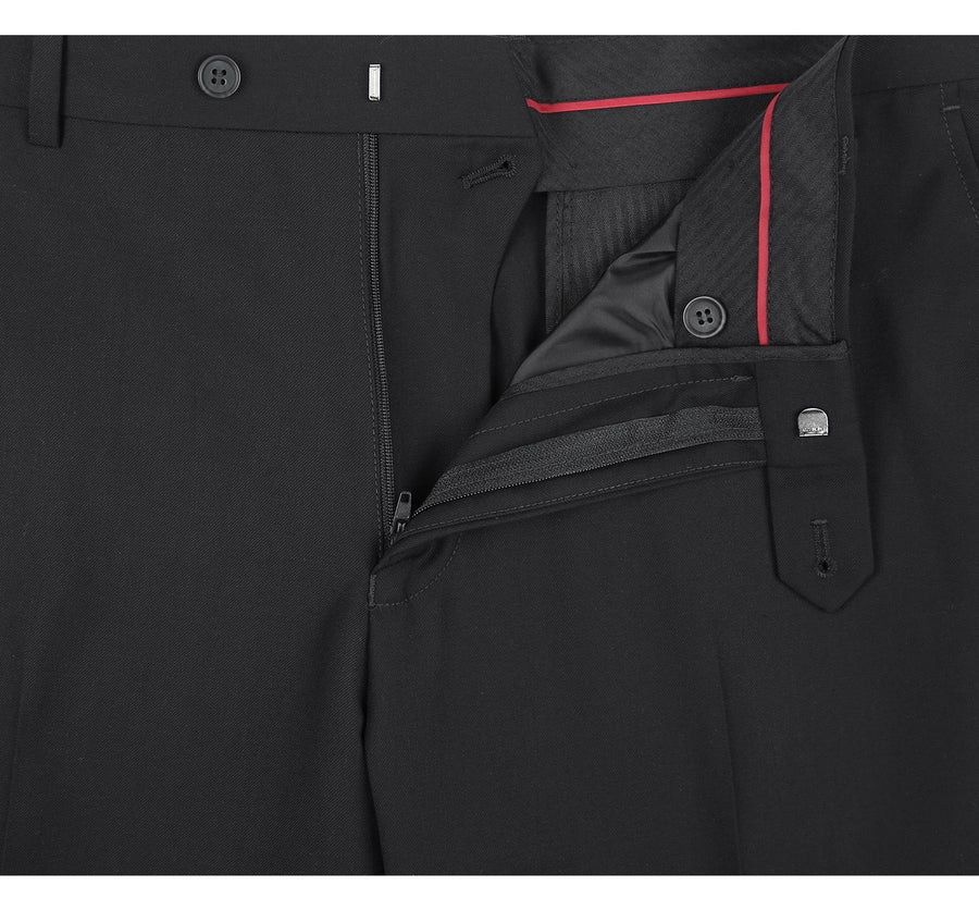 Mens Basic Two Button Slim Fit Suit with Optional Vest in Black - Image 5