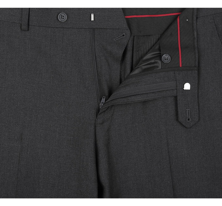 Mens Basic Two Button Slim Fit Suit with Optional Vest in Dark Grey - Image 5