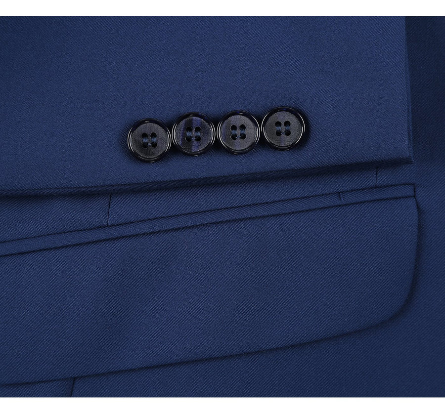 Mens Basic Two Button Slim Fit Suit with Optional Vest in Royal Sapphire Blue - Image 5