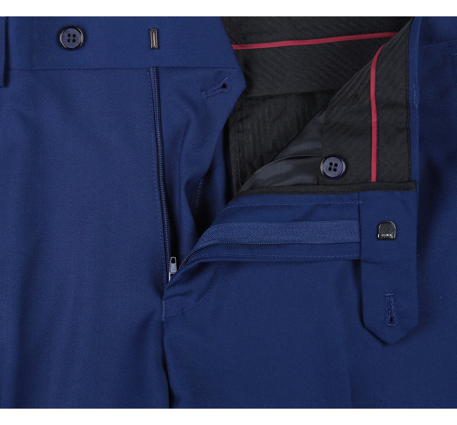 Mens Basic Two Button Slim Fit Suit with Optional Vest in Royal Sapphire Blue - Image 6