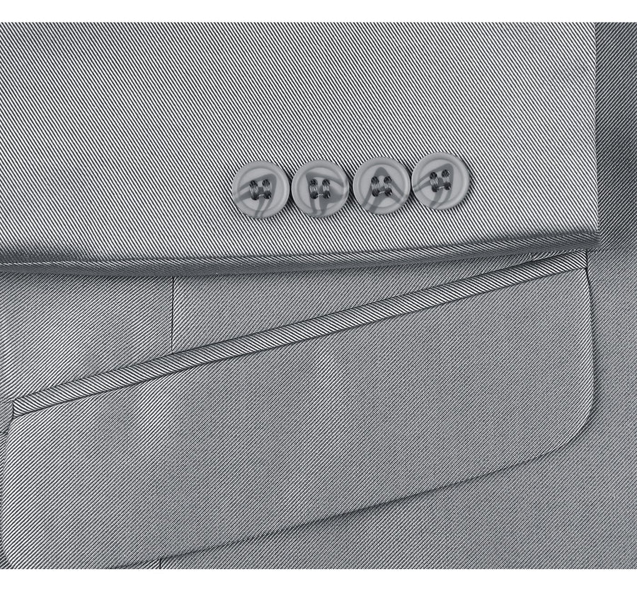 Mens Basic Two Button Slim Fit Suit with Optional Vest in Shiny Silver Grey Sharkskin - Image 5