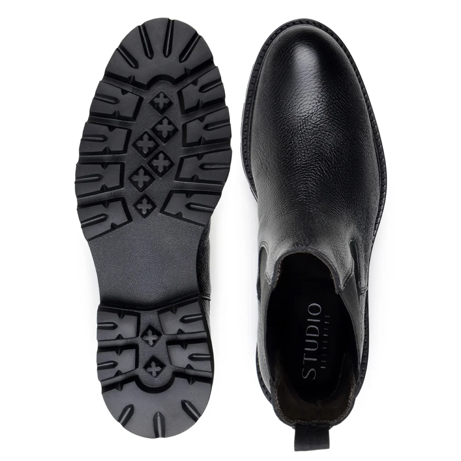 Men's Belvedere Asher Calfskin Chelsea Dress Boot in Black - Image 3