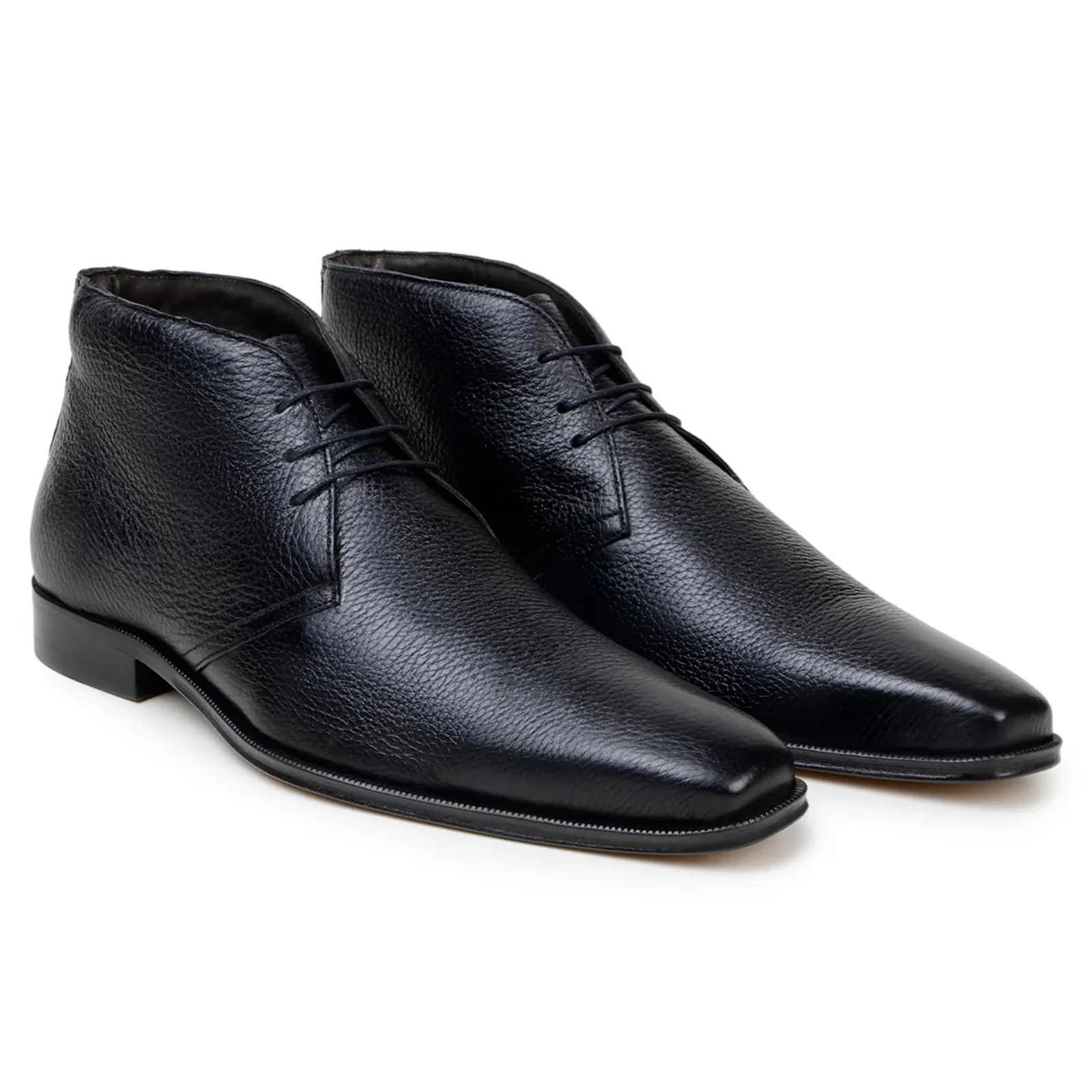 Men's Belvedere Axel Calfskin Chukka Dress Boot in Black - Image 2