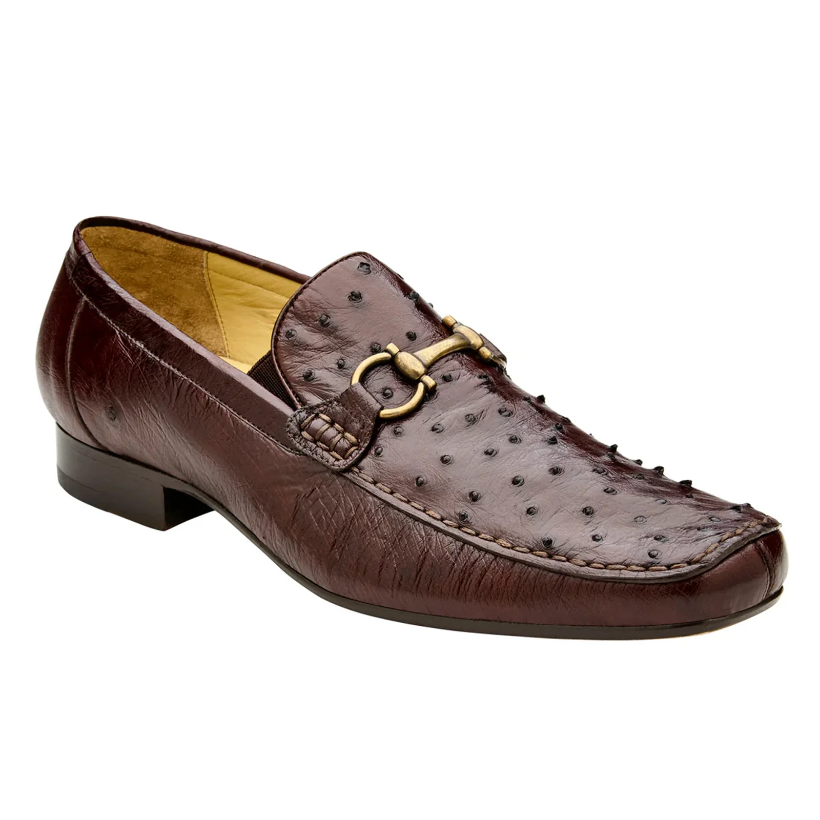 Men's Belvedere Bartolo Ostrich Quill Buckle Loafer Dress Shoe in Brown - Image 2