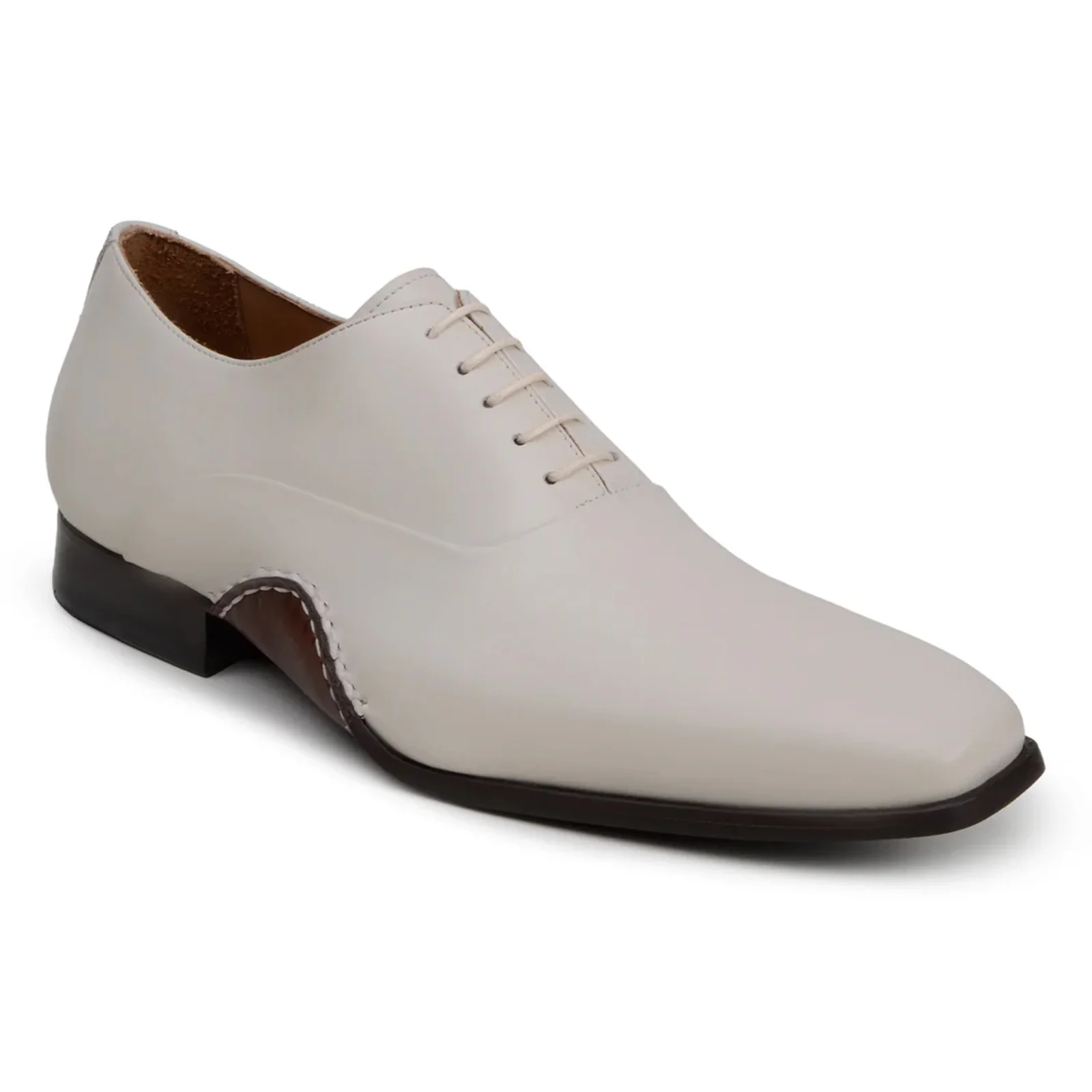 Men's Belvedere Bianca Calfskin Dress Shoe in Ivory Bone - Image 2