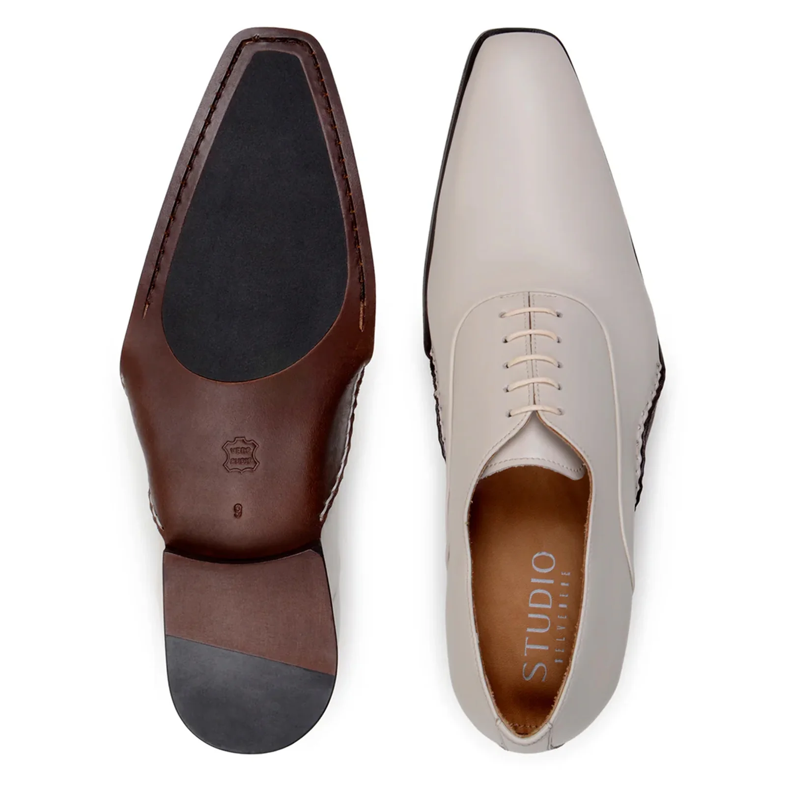 Men's Belvedere Bianca Calfskin Dress Shoe in Ivory Bone - Image 3