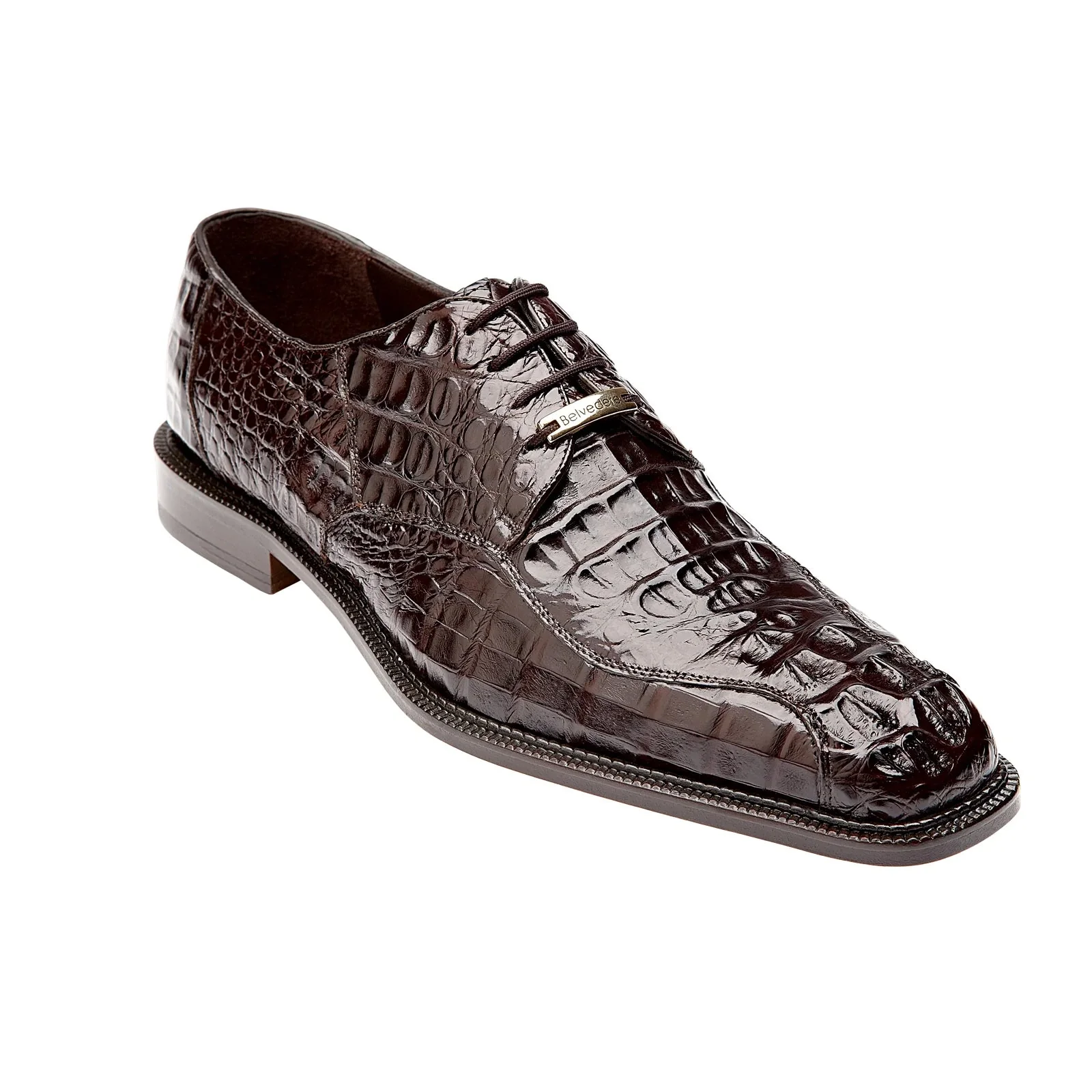 Men's Belvedere Chapo Hornback Caiman Crocodile Dress Shoe in Brown - Image 2