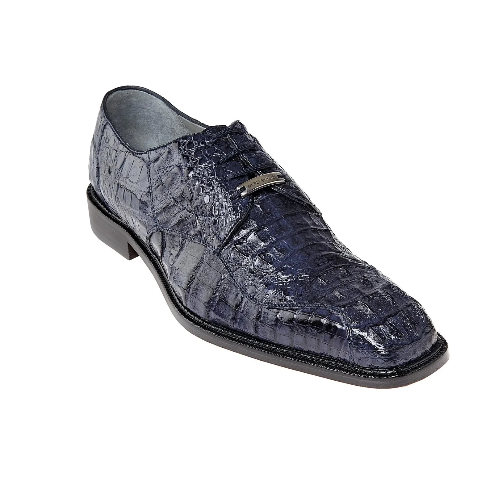 Men's Belvedere Chapo Hornback Caiman Crocodile Dress Shoe in Navy - Image 2