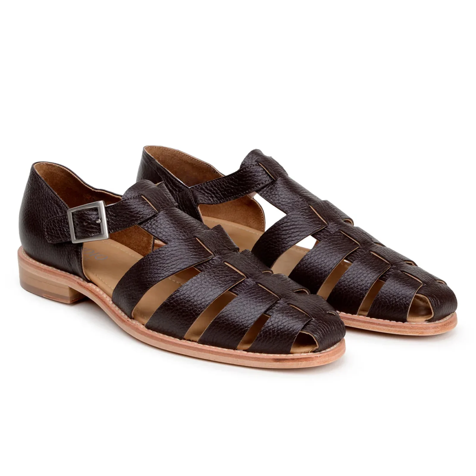 Men's Belvedere Elio Deerskin Dress Sandle in Brown