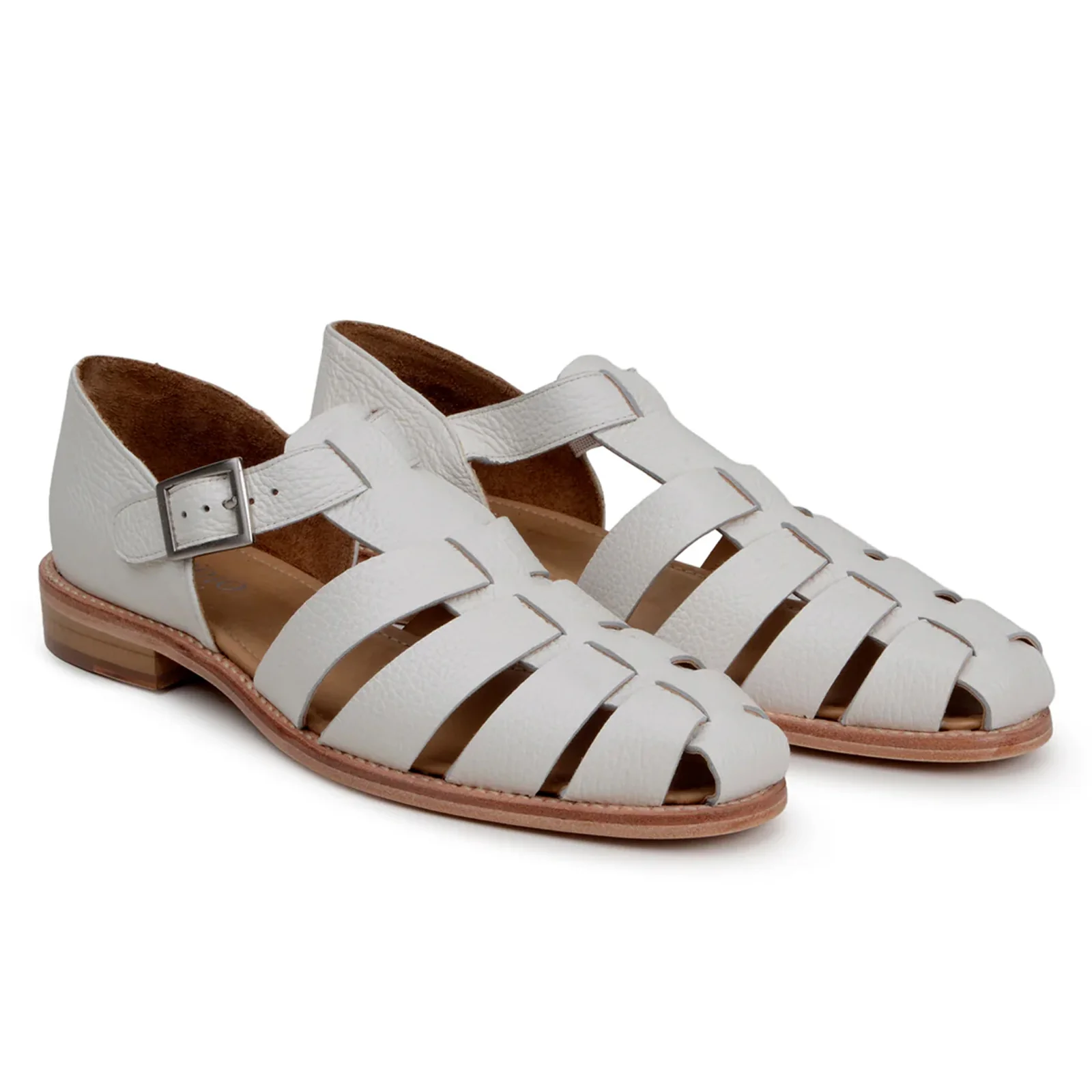 Men's Belvedere Elio Deerskin Dress Sandle in Milk White
