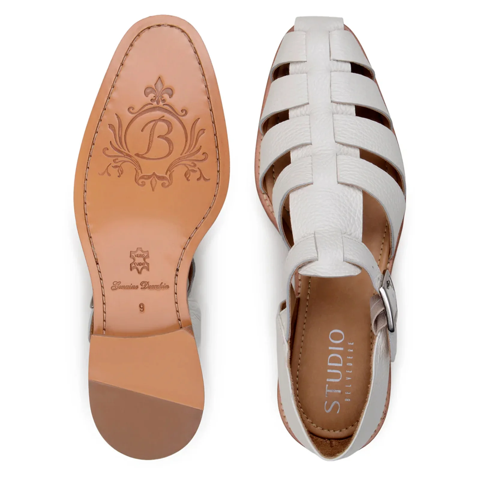 Men's Belvedere Elio Deerskin Dress Sandle in Milk White - Image 3