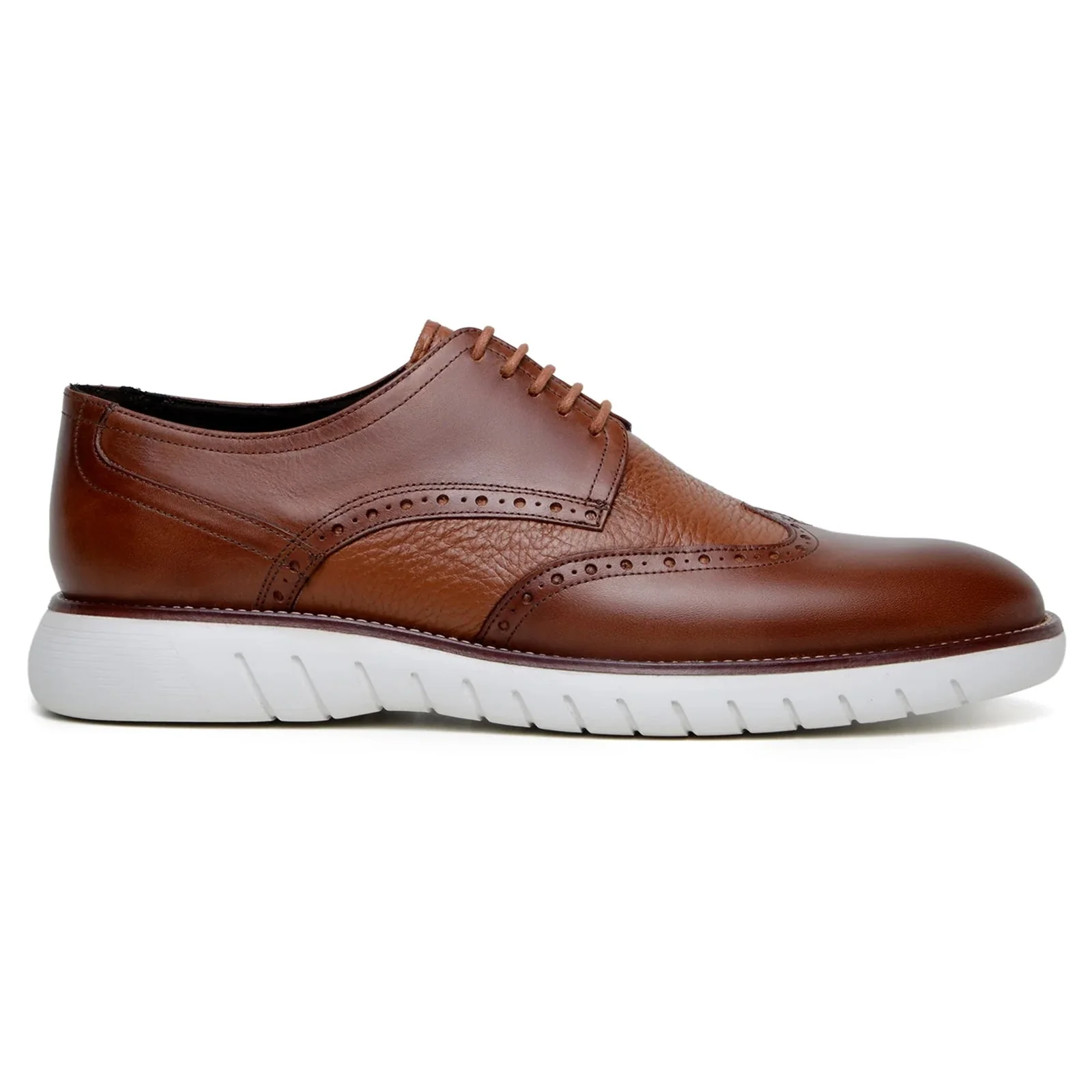 Men's Belvedere Enzo Nappa Leather Casual Wingtip Dress Shoe in Tan