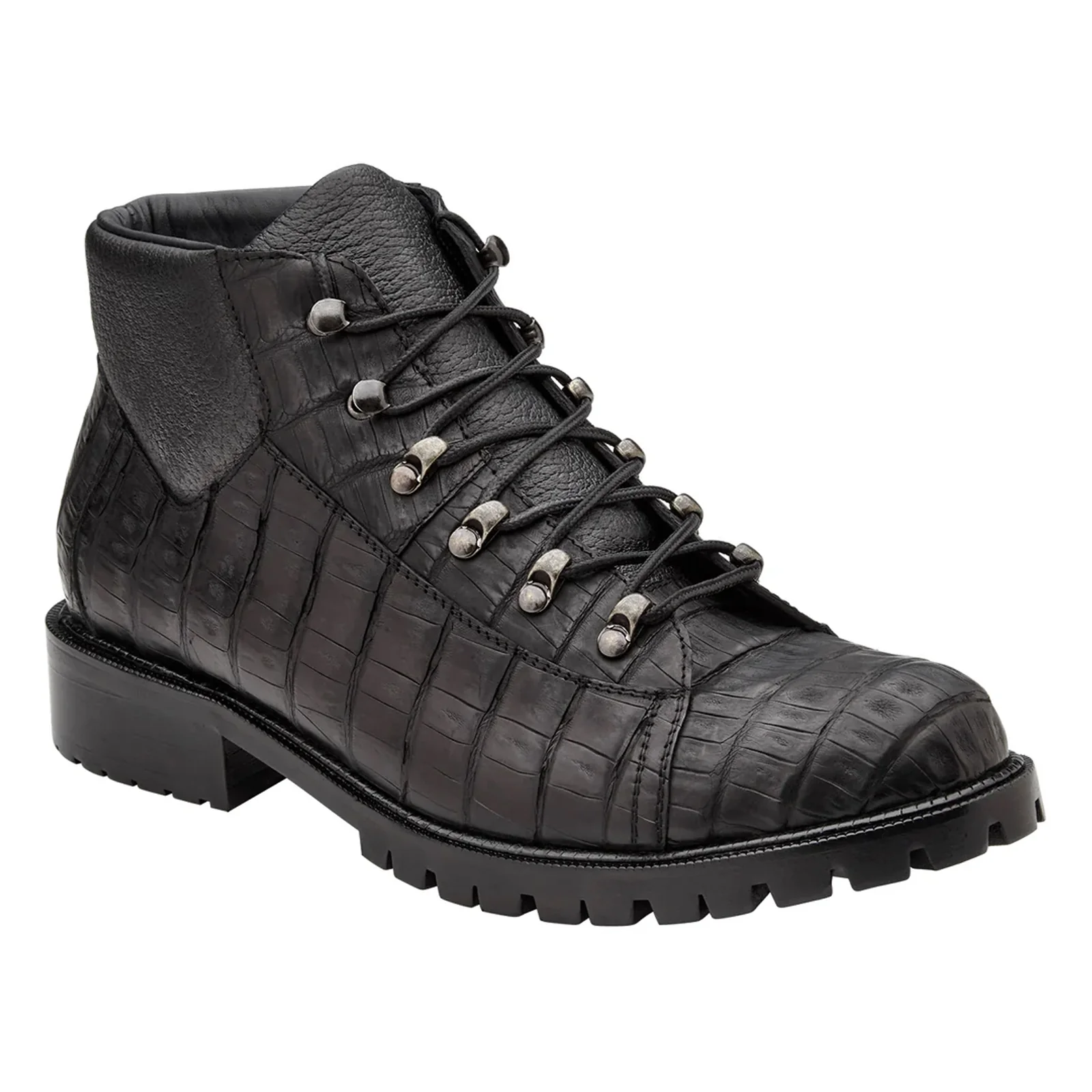 Men's Belvedere Felipe Genuine Crocodile Combat Work Book in Black - Image 2
