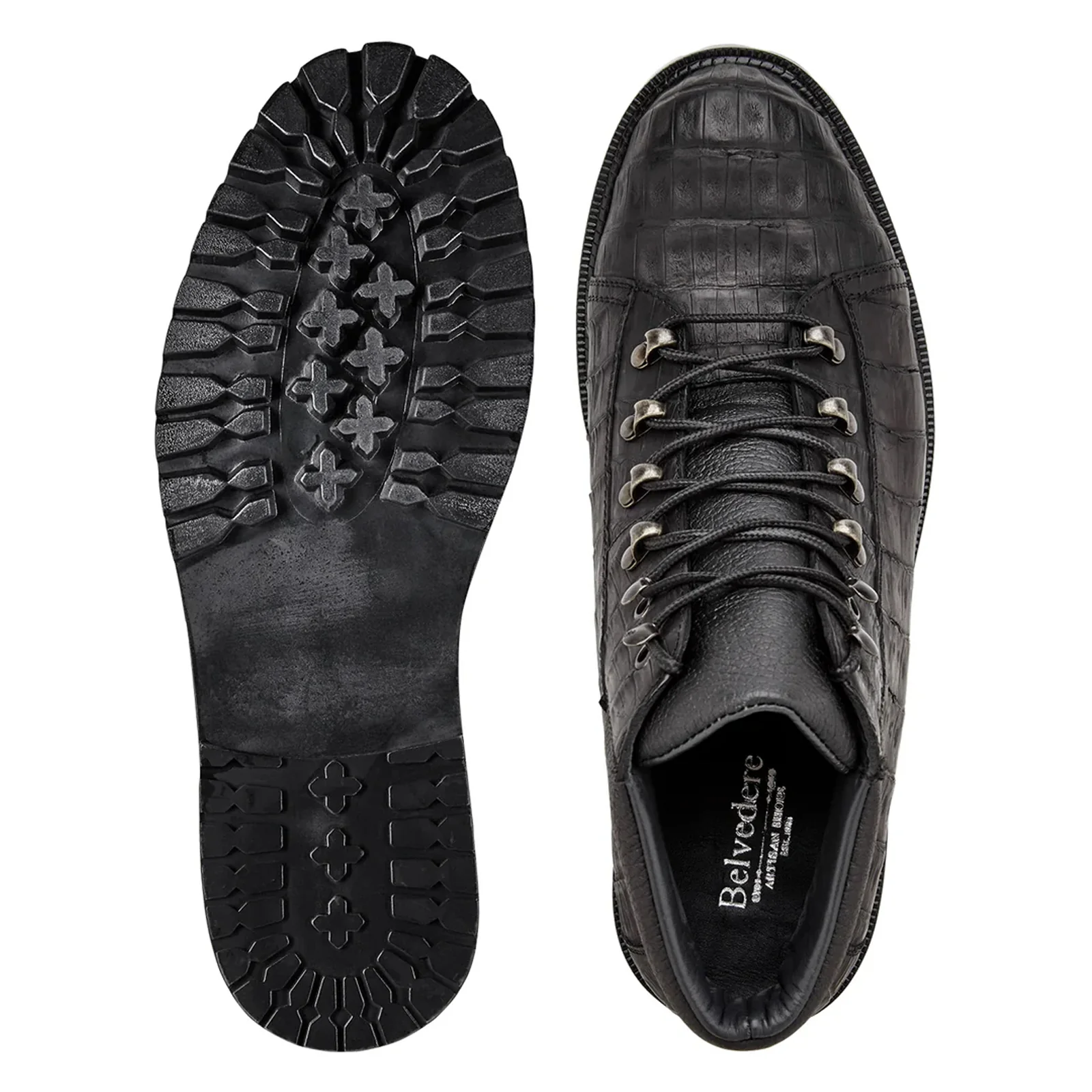 Men's Belvedere Felipe Genuine Crocodile Combat Work Book in Black - Image 3