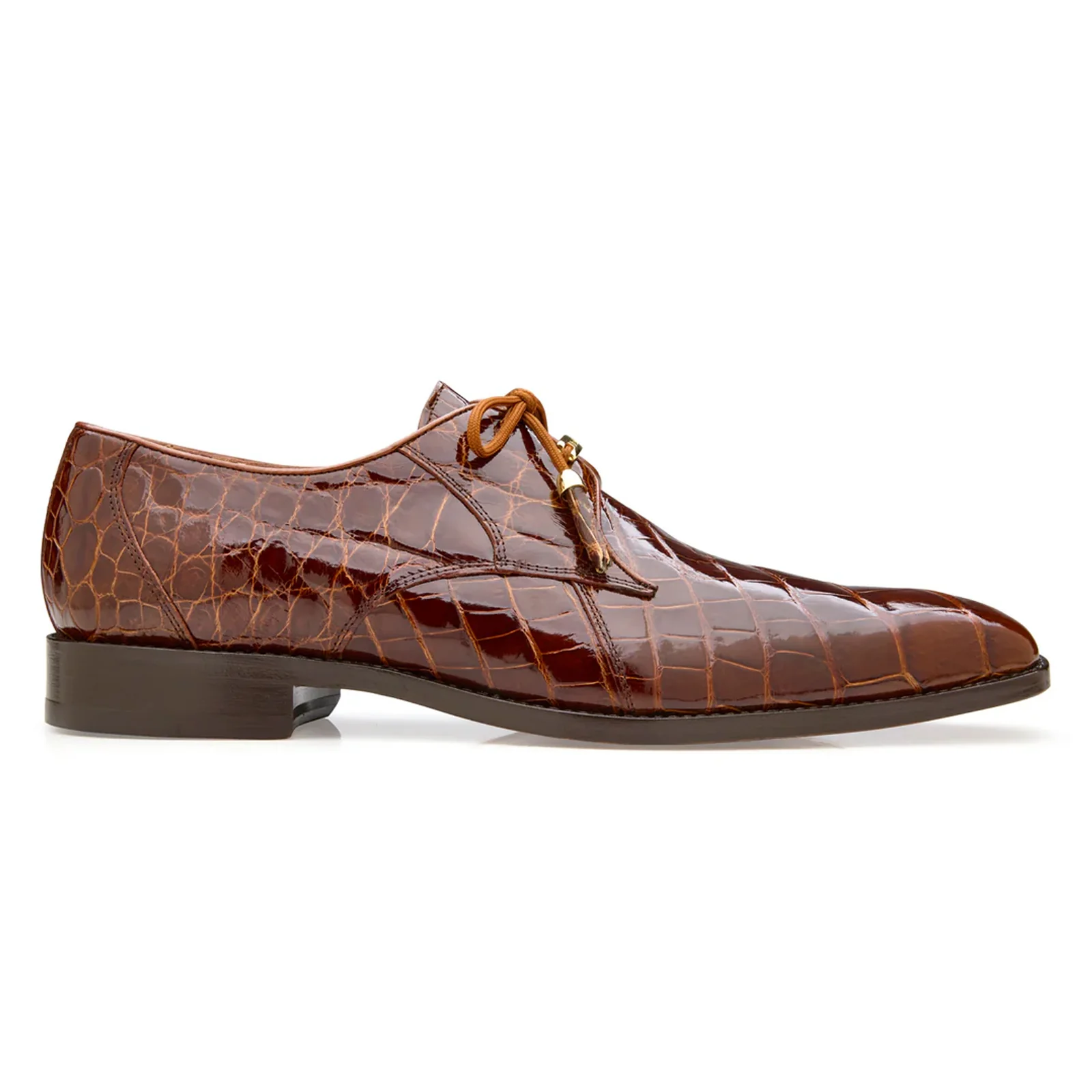 Men's Belvedere Lago Genuine Alligator Plain Toe Dress Shoe in Peanut