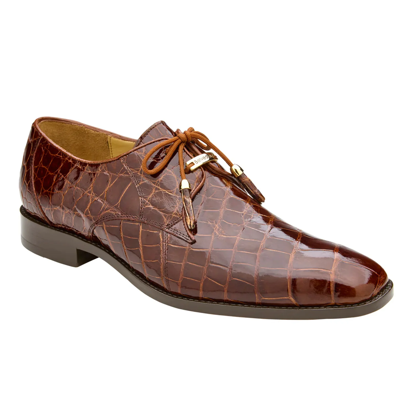 Men's Belvedere Lago Genuine Alligator Plain Toe Dress Shoe in Peanut - Image 2