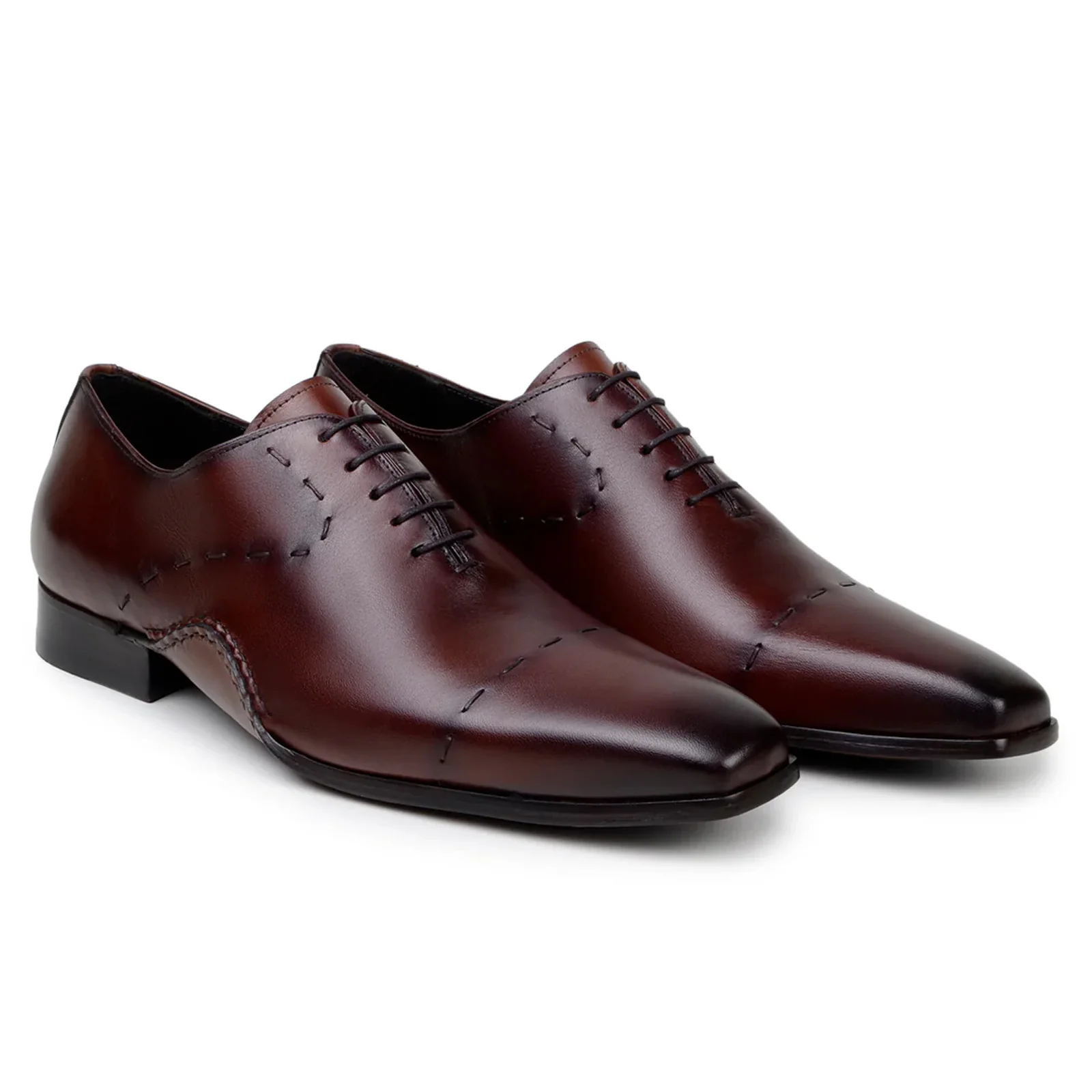 Men's Belvedere Maestro Italian Calfskin Hand Stitched Captoe Dress Shoe in Cognac - Image 2