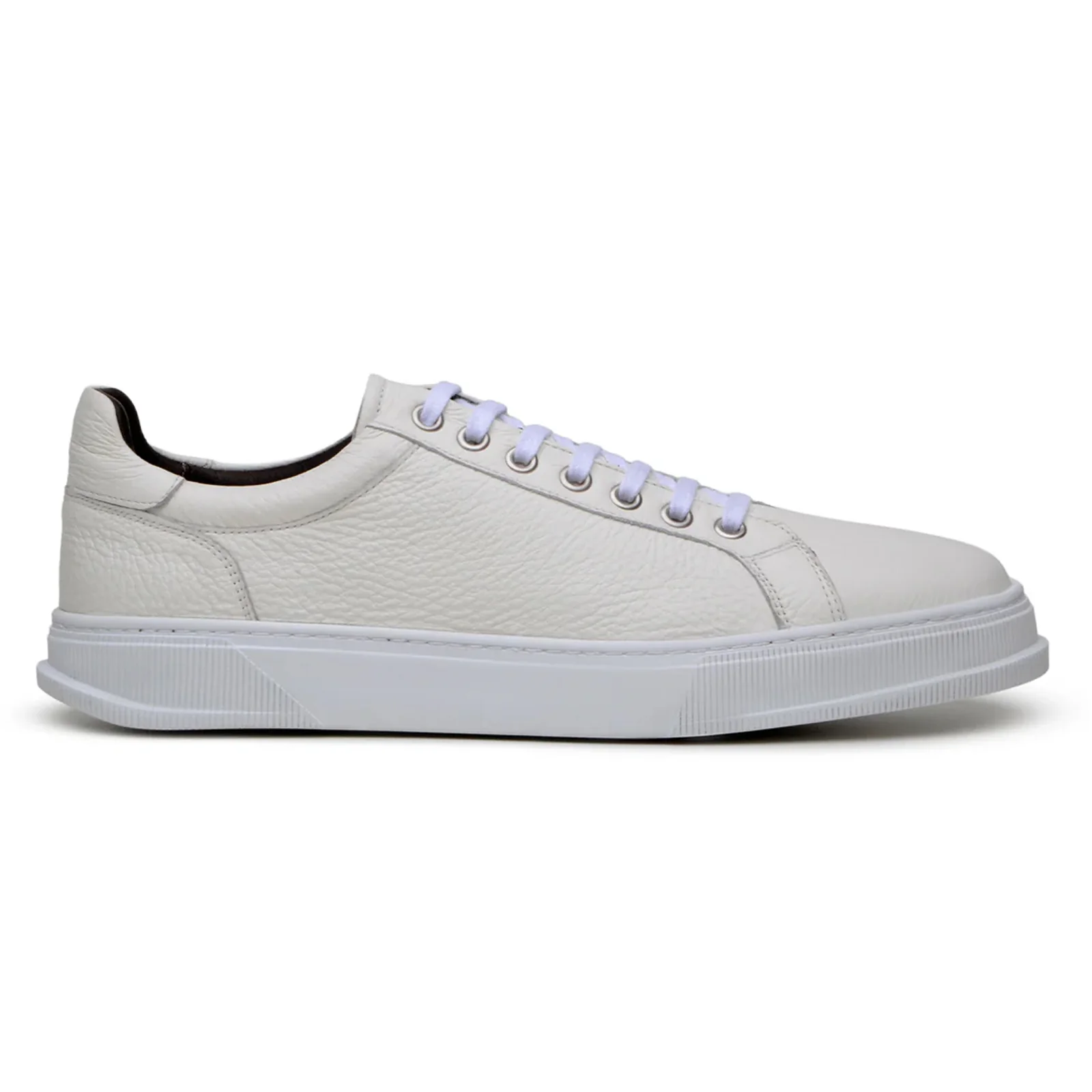 Men's Belvedere Matteo Deerskin Leather Dress Tennis Shoe in Milk