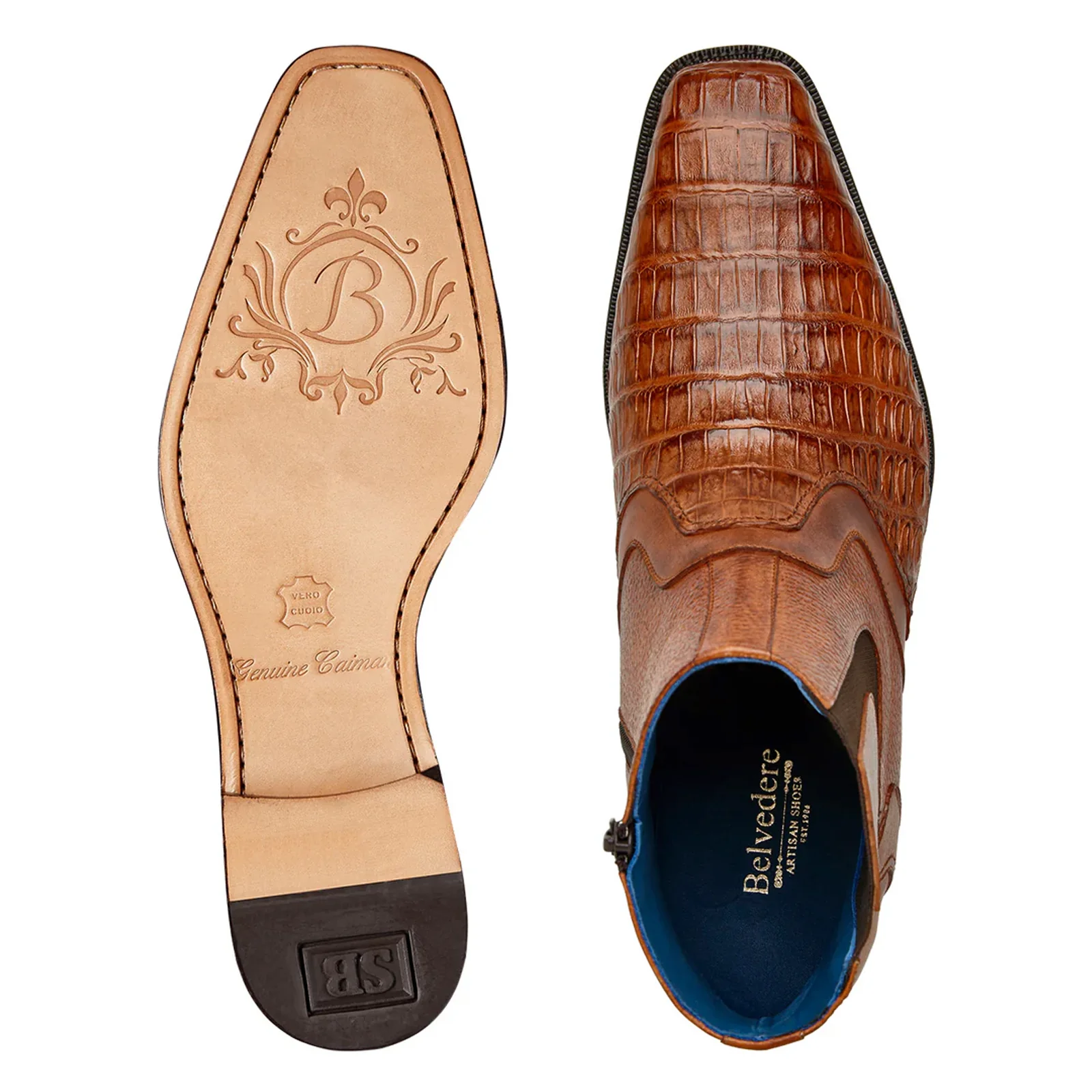 Men's Belvedere Monte Genuine Crocodile Ankle Dress Boot in Antique Rust - Image 3