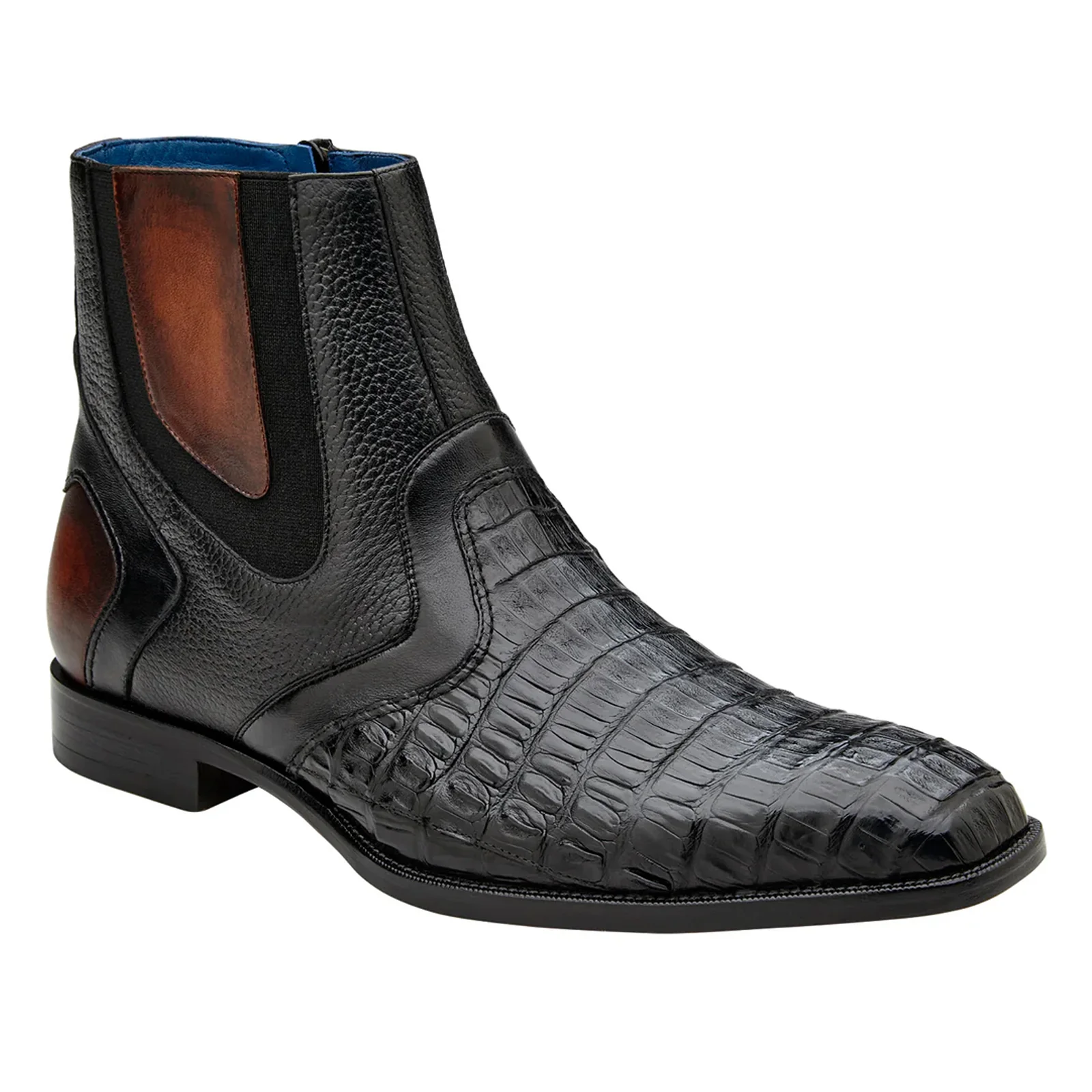 Men's Belvedere Monte Genuine Crocodile Ankle Dress Boot in Black - Image 2