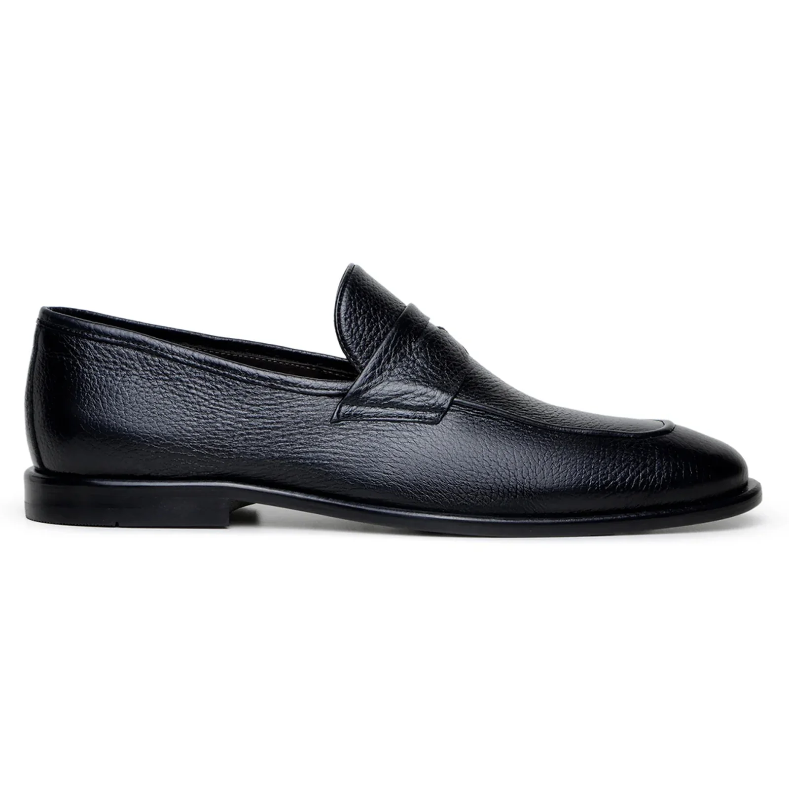 Men's Belvedere Nohr Italian Deerskin Penny Loafer Dress Shoe in Black