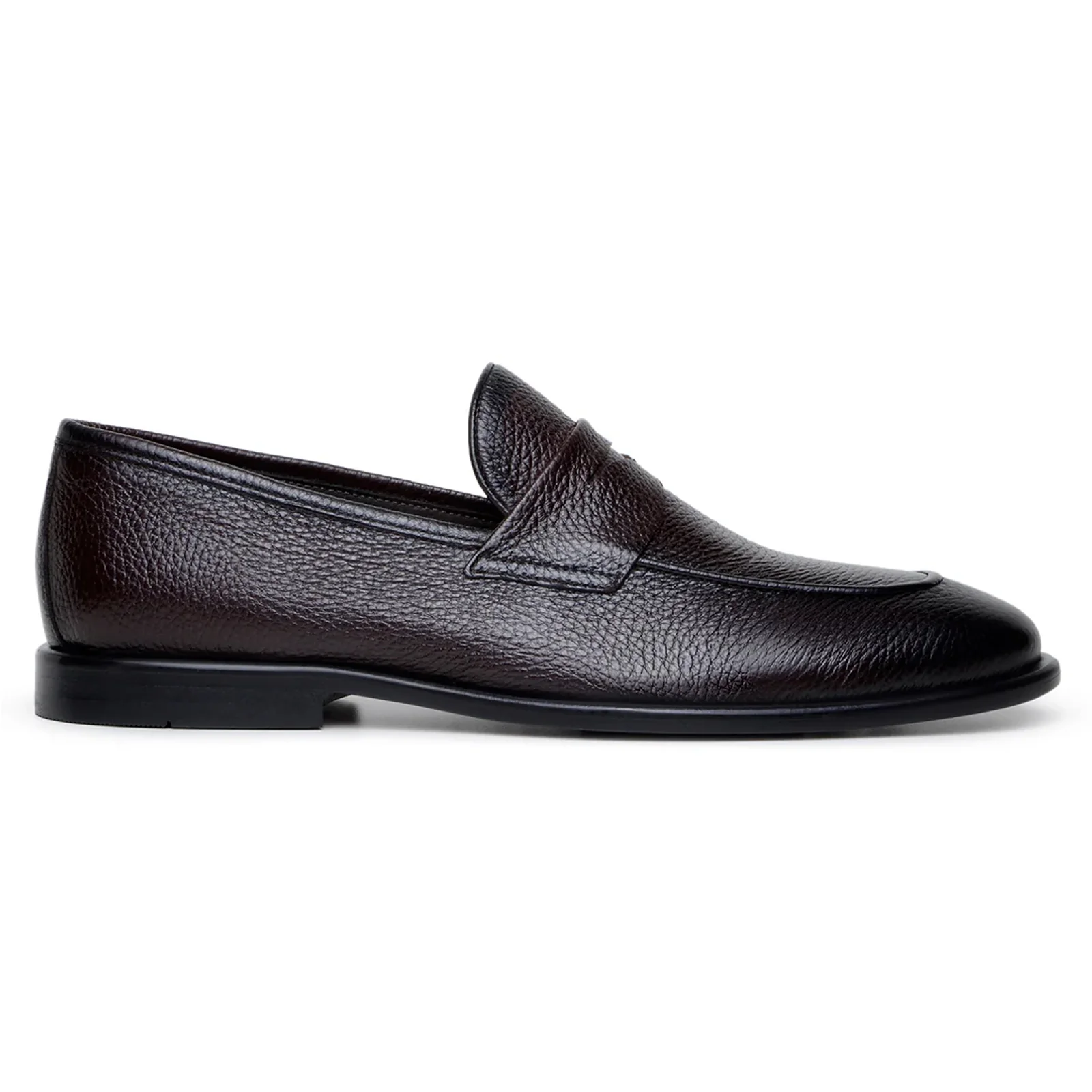 Men's Belvedere Nohr Italian Deerskin Penny Loafer Dress Shoe in Broiwn