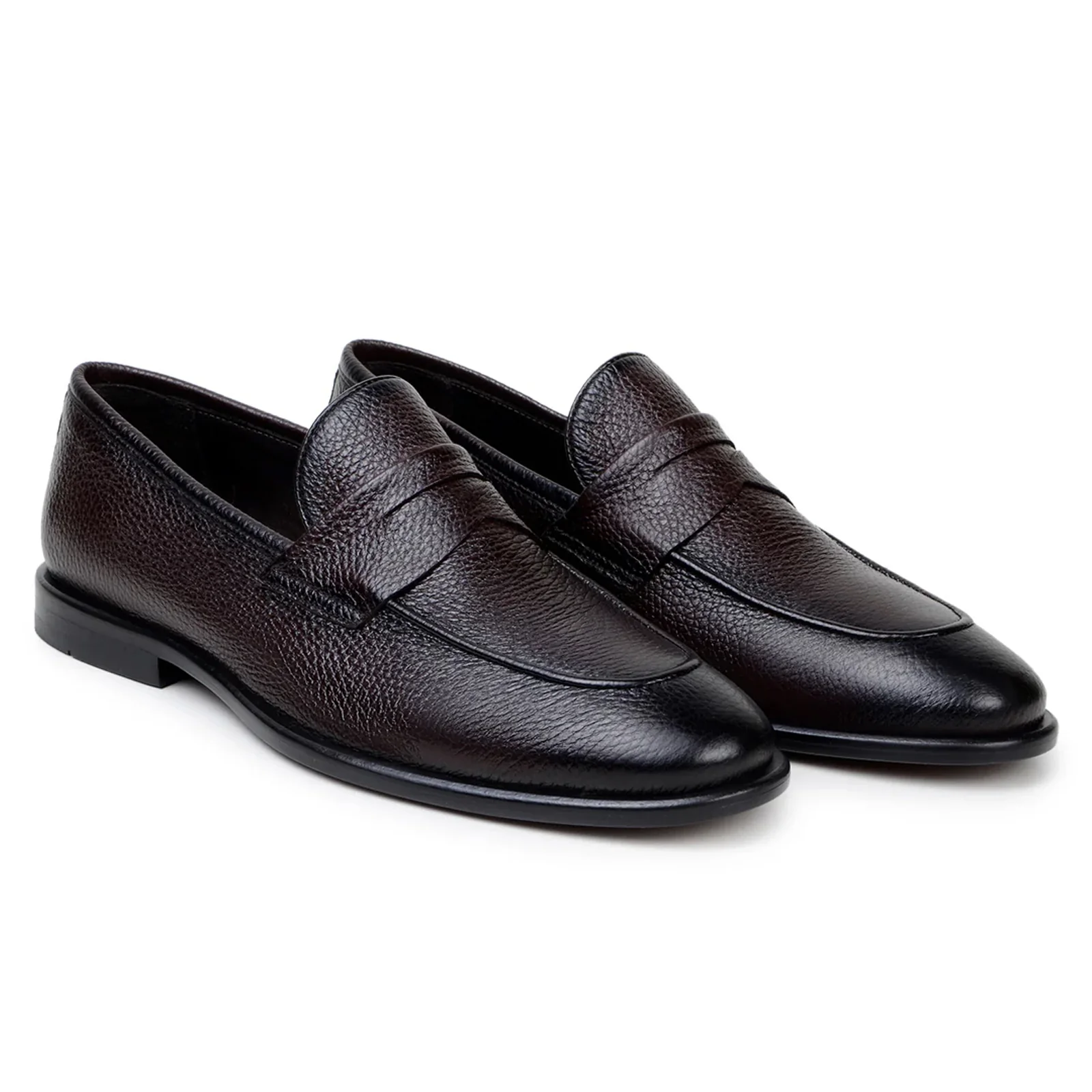 Men's Belvedere Nohr Italian Deerskin Penny Loafer Dress Shoe in Broiwn - Image 2