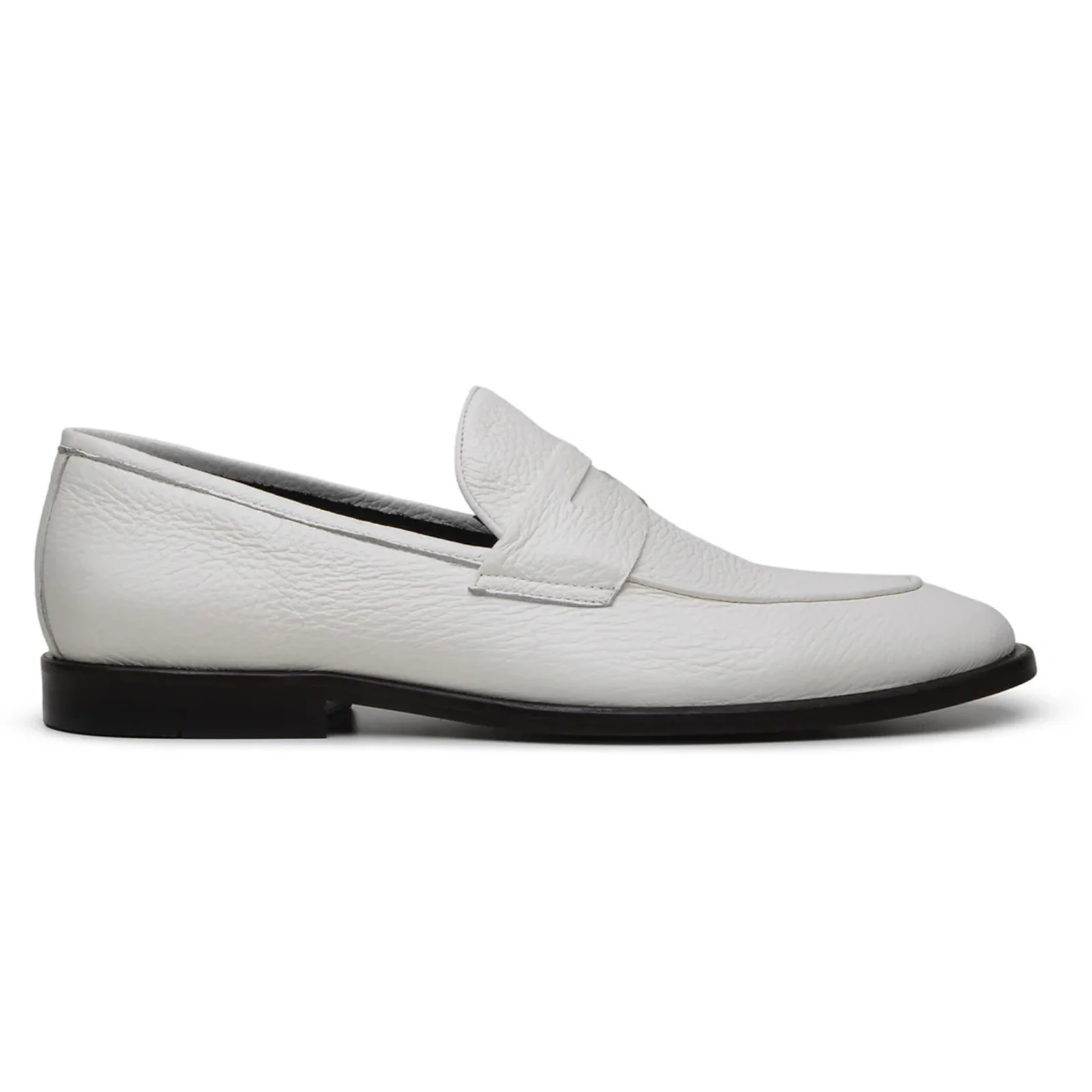 Men's Belvedere Nohr Italian Deerskin Penny Loafer Dress Shoe in Milk White